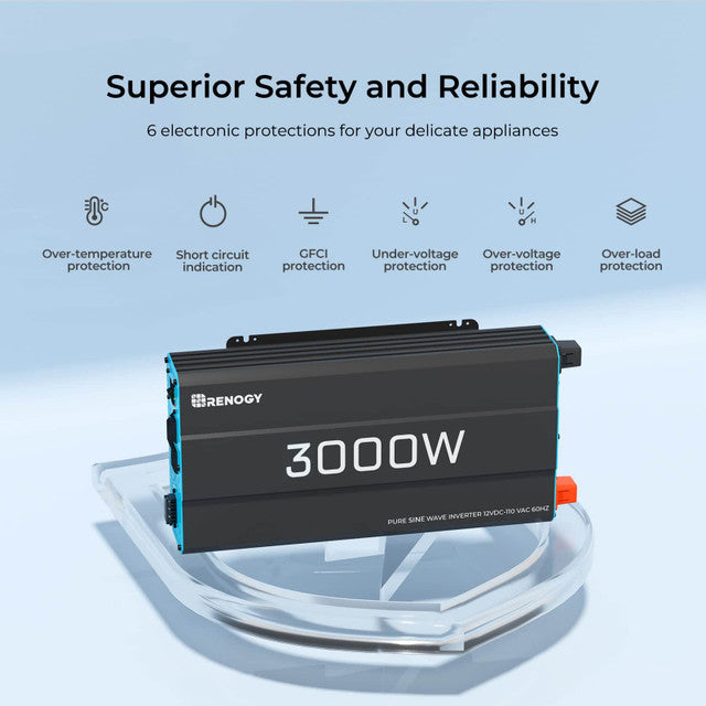 3000W 12V Pure Sine Wave Inverter with 2 × 200AH AGM Batteries