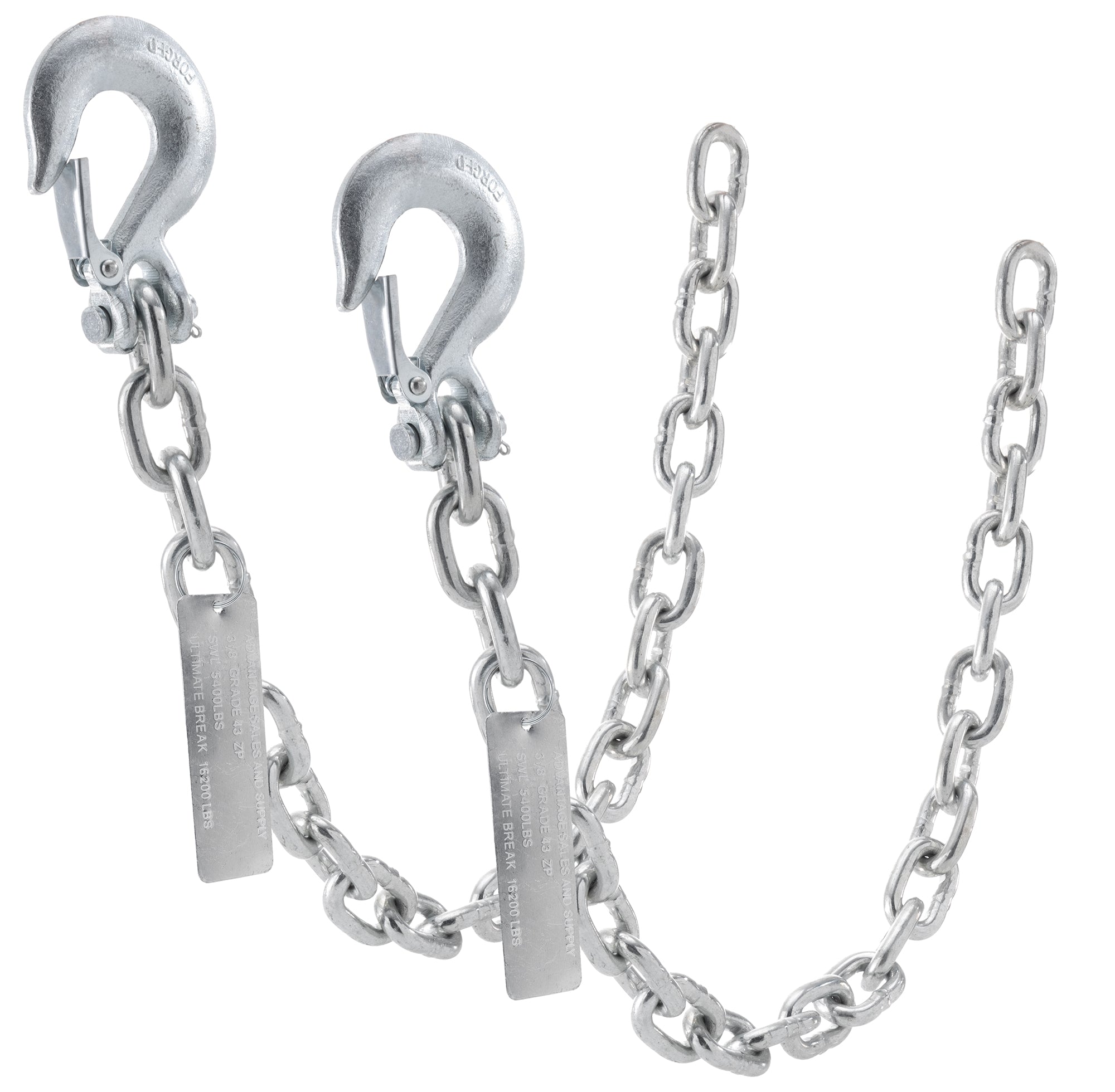 3/8" x 36" Trailer Hitch Safety Chain with Slip Hook 2 Pack