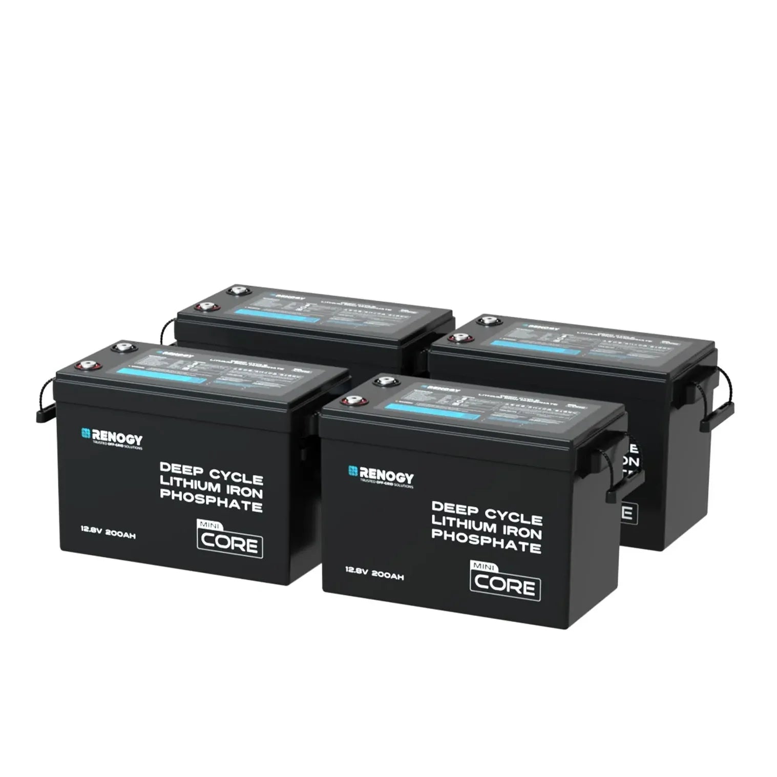 4 Pack Mini Size 12V 200Ah LiFePO4 Battery w/ Low-Temperature Protection