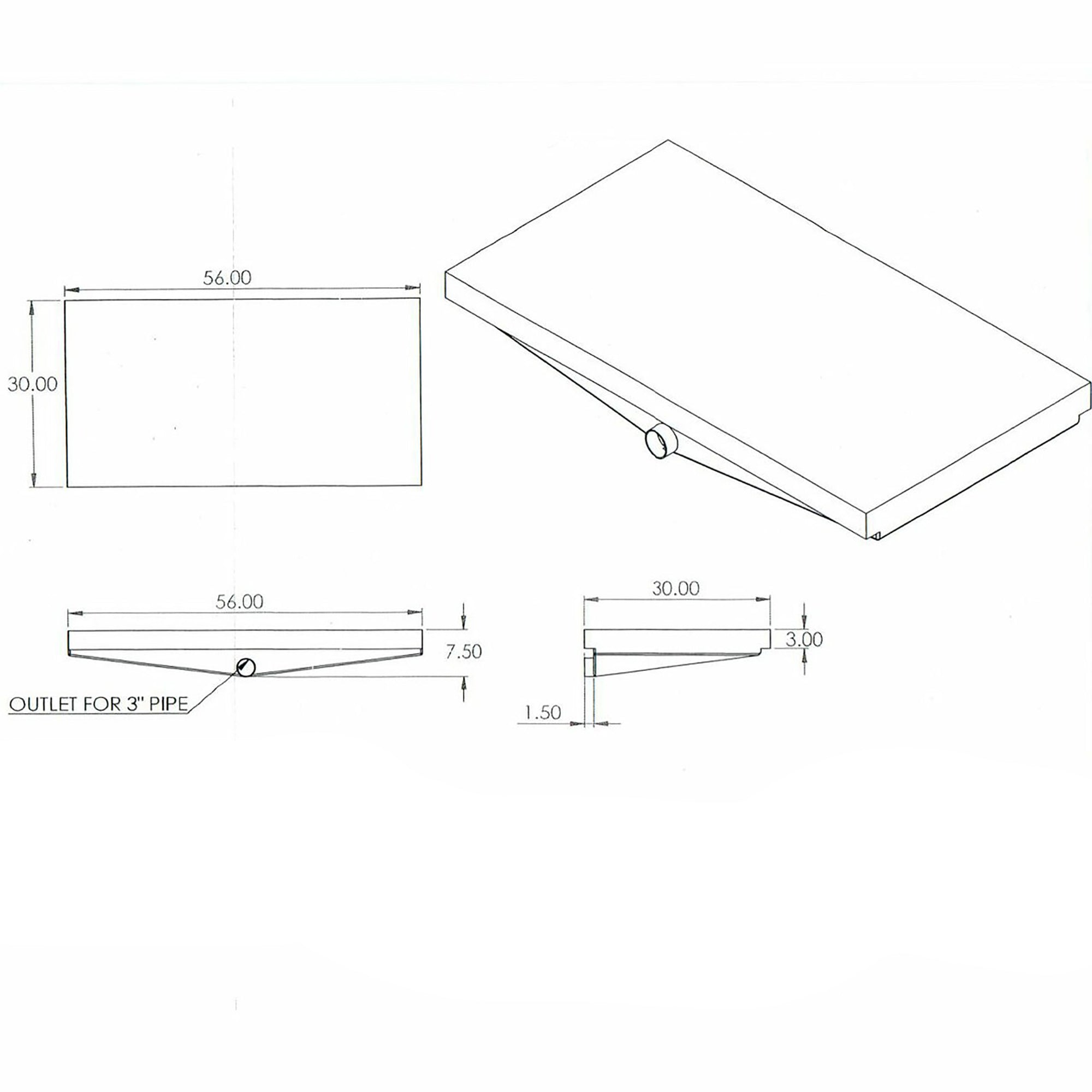 Alpha 33 Gallon 56" x 30" x 7.50" Black Water Tank 201001