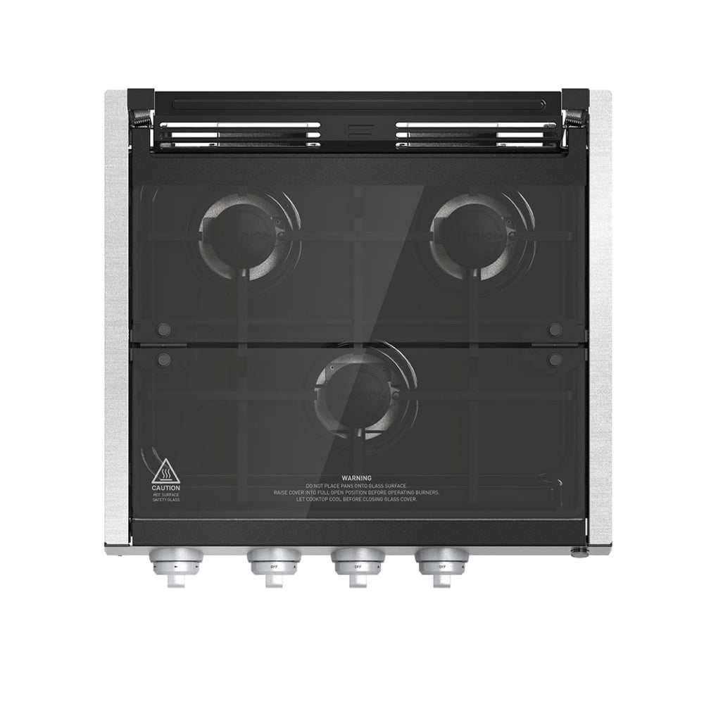 Furrion 3-Burner Gas RV Cooktop with Glass Cover - 20" Black, Rocker Switch #FGHWCLDA-BL