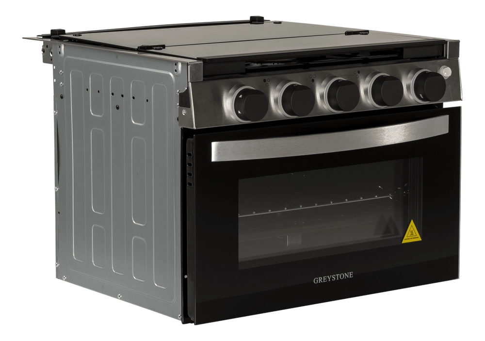 Greystone® Gas RV Range - 12V, 17" Black with Stainless Steel #CF-RV17B