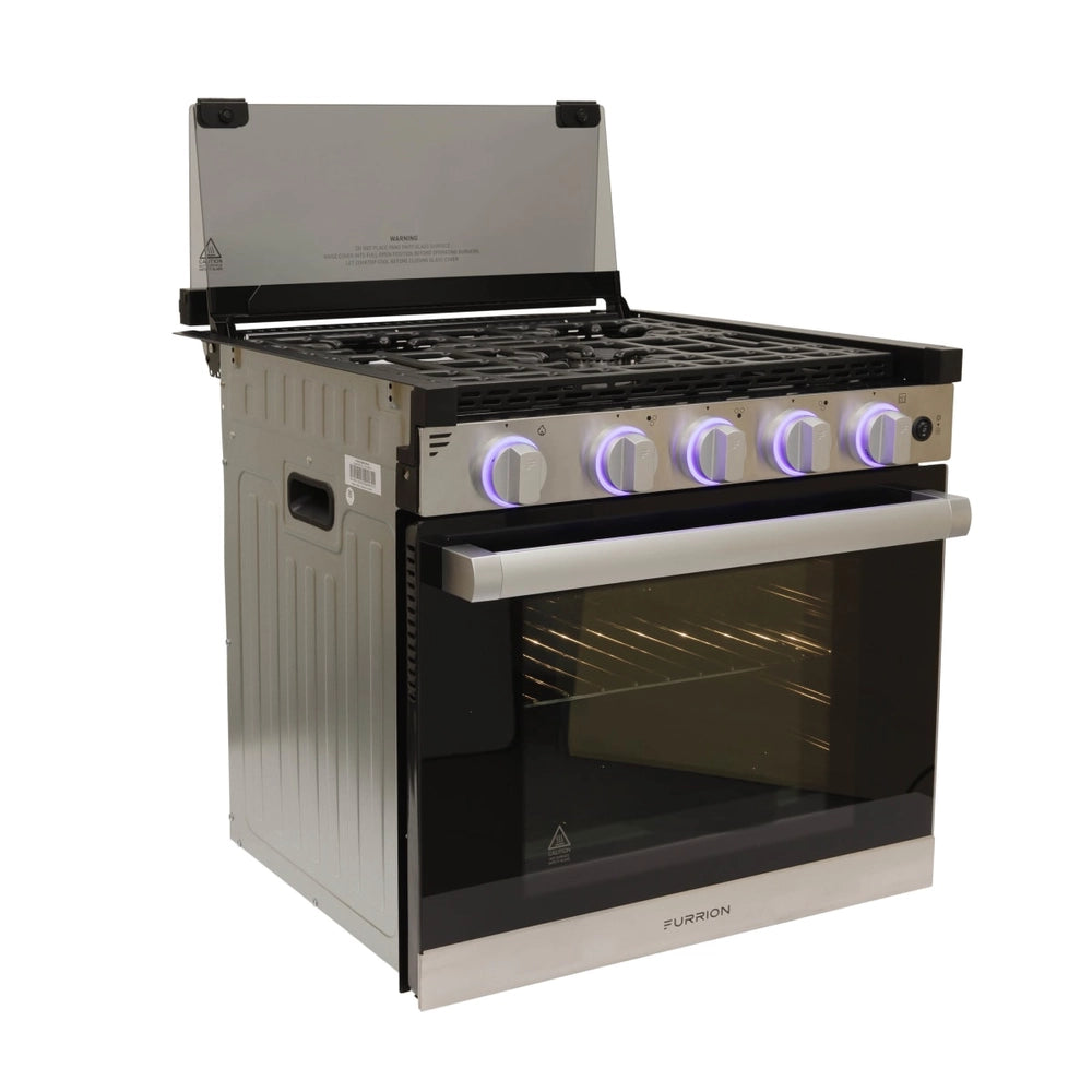 Furrion 3-Burner Gas RV Range with Flame Sense (FFD) - 21", Glass Cover, Stainless Steel #FGR21G3MA1B-SG