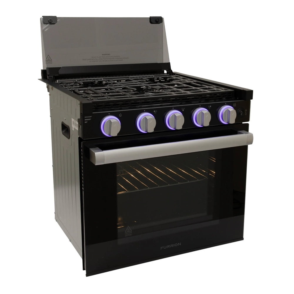 Furrion 3-Burner Gas RV Range with Flame Sense (FFD) - 21", Glass Cover, Black #FGR21G3MA2B-BG
