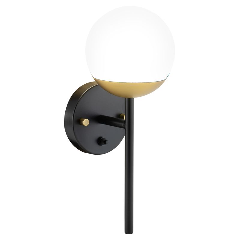 RV 12V Wall Sconce with Matte Black and Gold Trim Finish