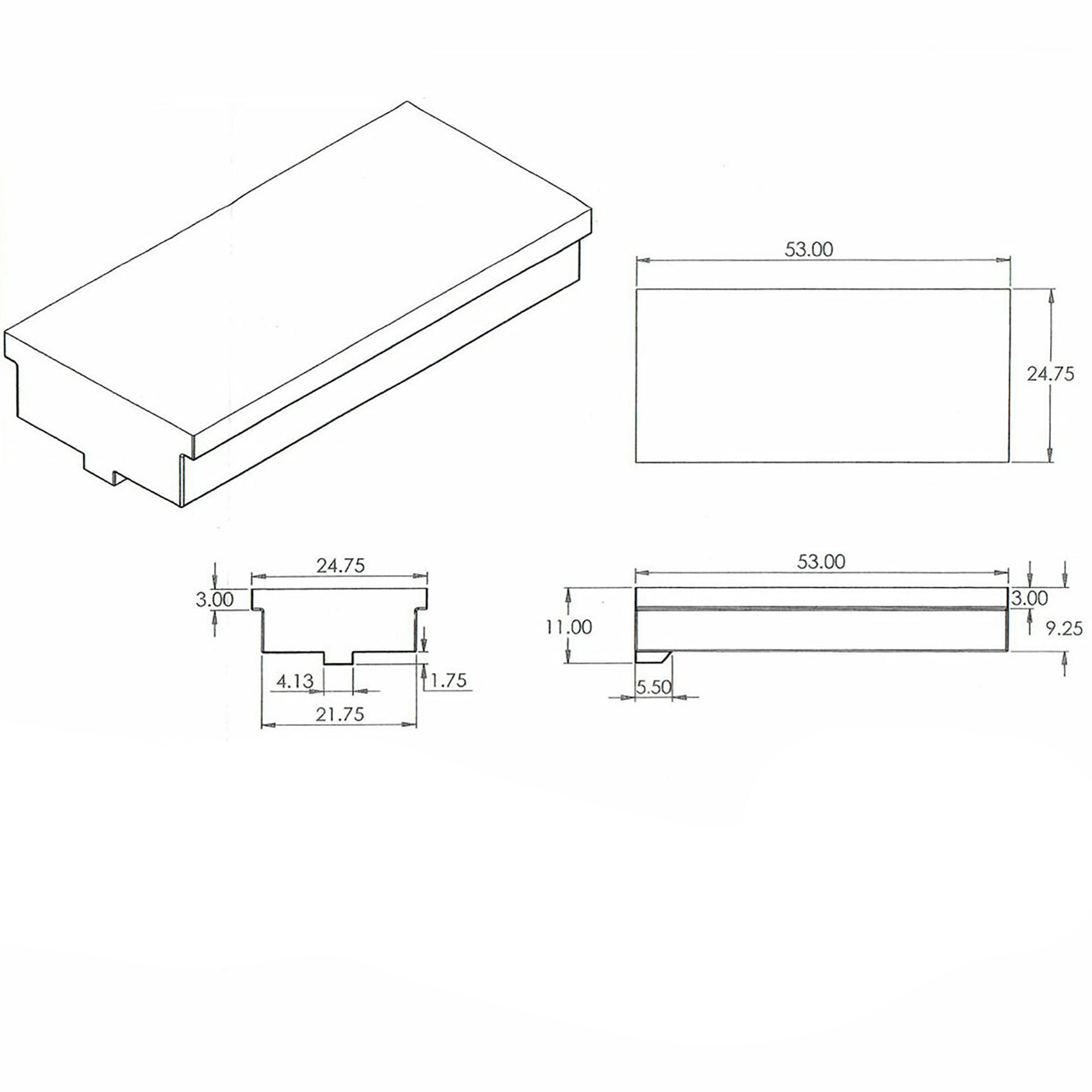Alpha 48 Gallon 53" x 24.75" x 11" Fresh Water Tank 427002