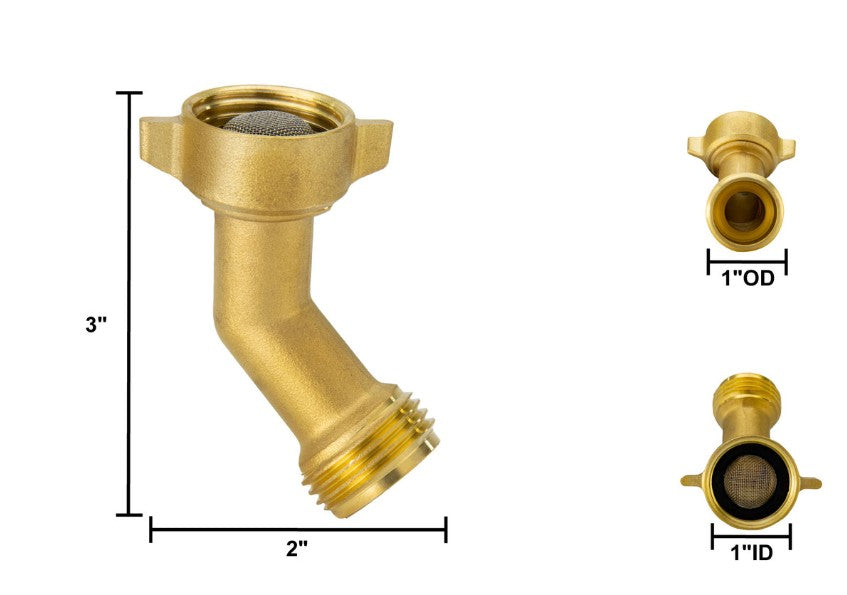 45 Degree Hose Elbow for City Water Fill RV Plumbing for Kink Free Hose Connection