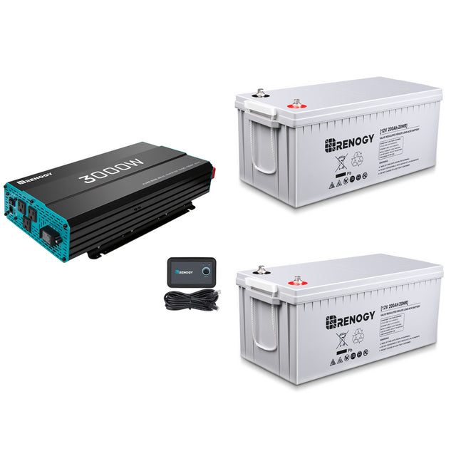 3000W 12V Pure Sine Wave Inverter with 2 × 200AH AGM Batteries