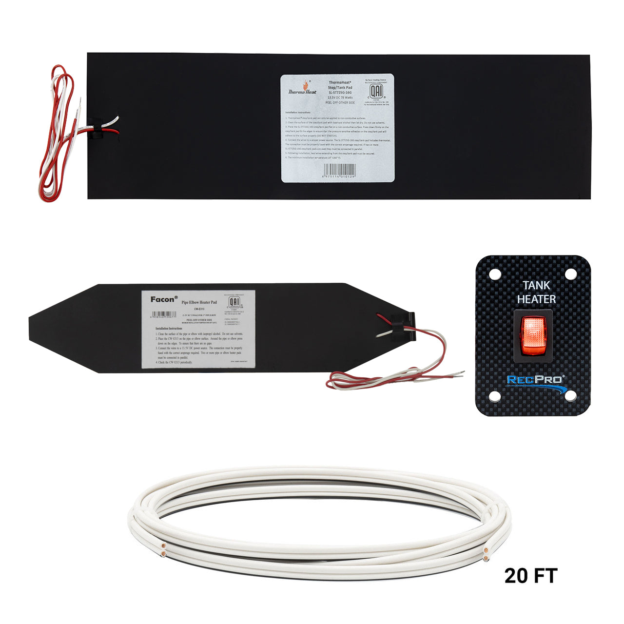 RV Tank Heater Pad 7 1/4" x 25" 12V Kit