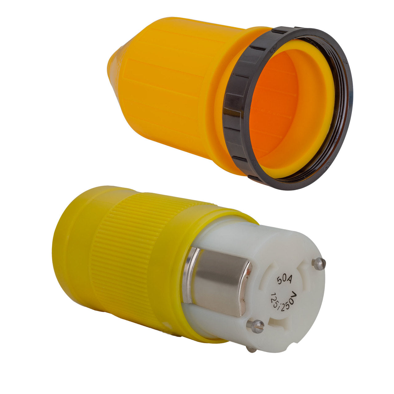 Marinco 50 Amp 125V Female Connector with Boot Cover Up