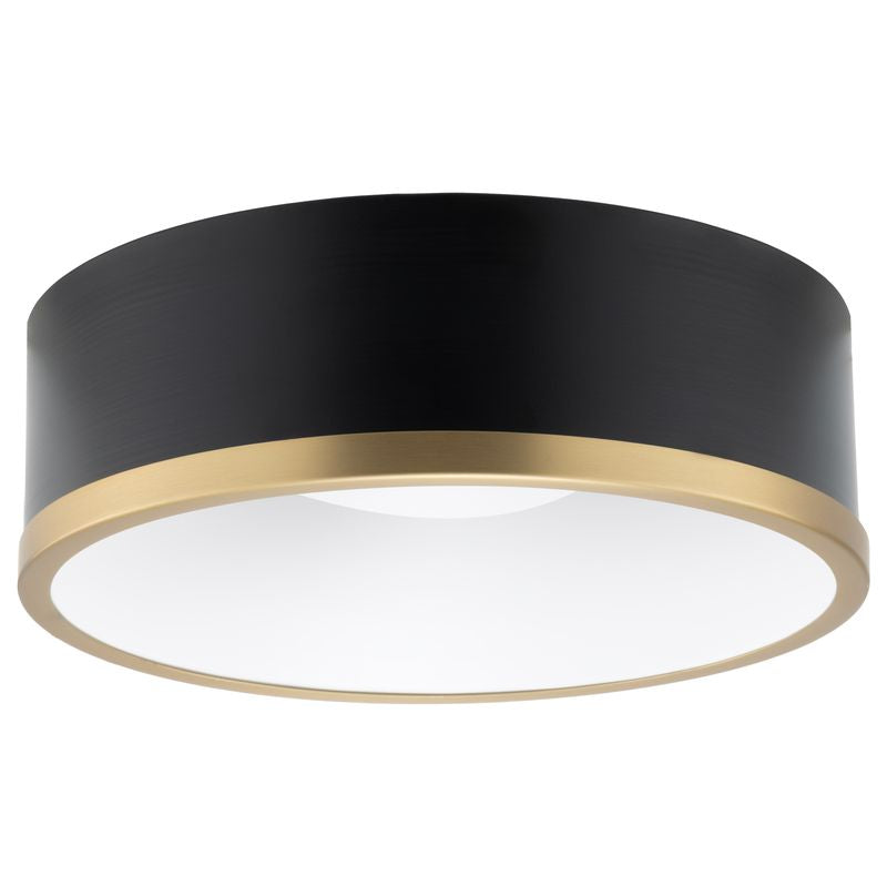 RV 12V  Flush Mount Ceiling Light with Matte Black and Gold Trim Finish