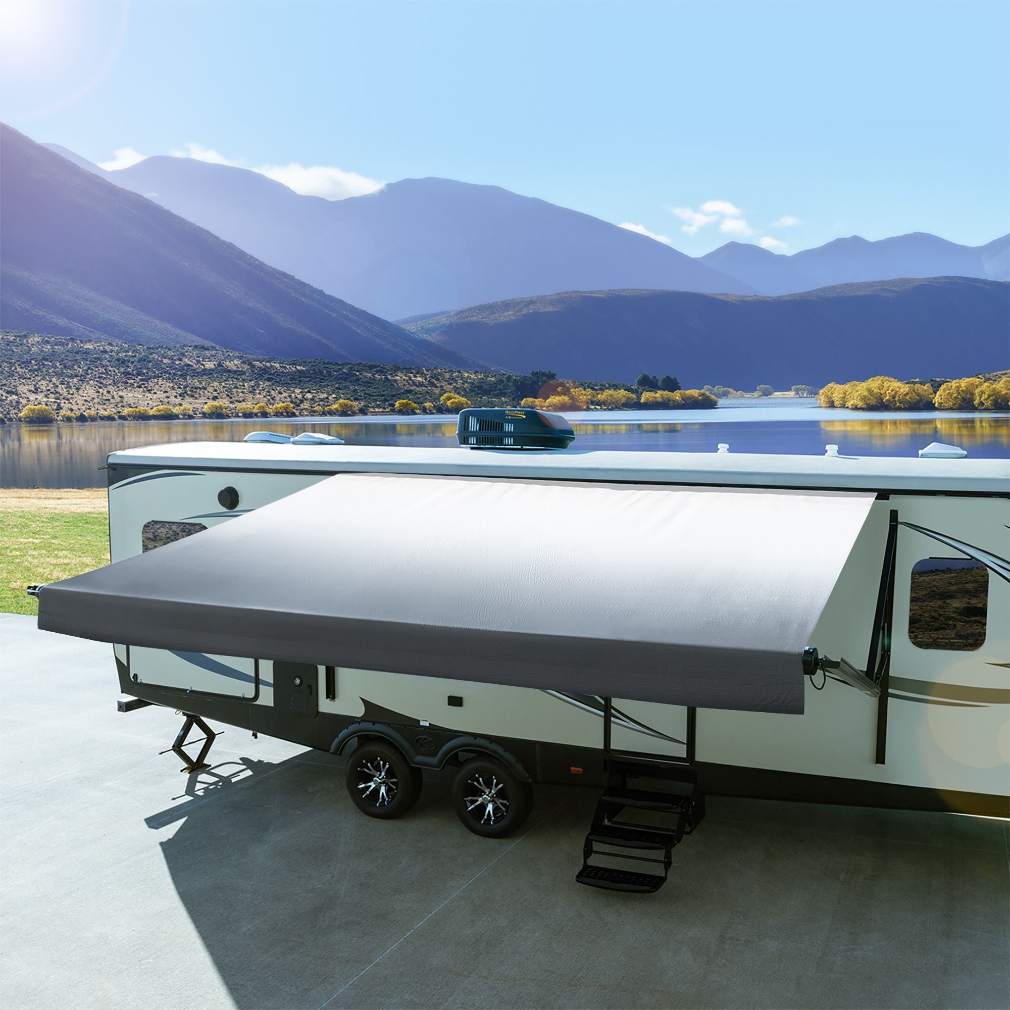 17' RV Awning Replacement Fabric Heat-Welded Seams (Actual Width 16' 1")