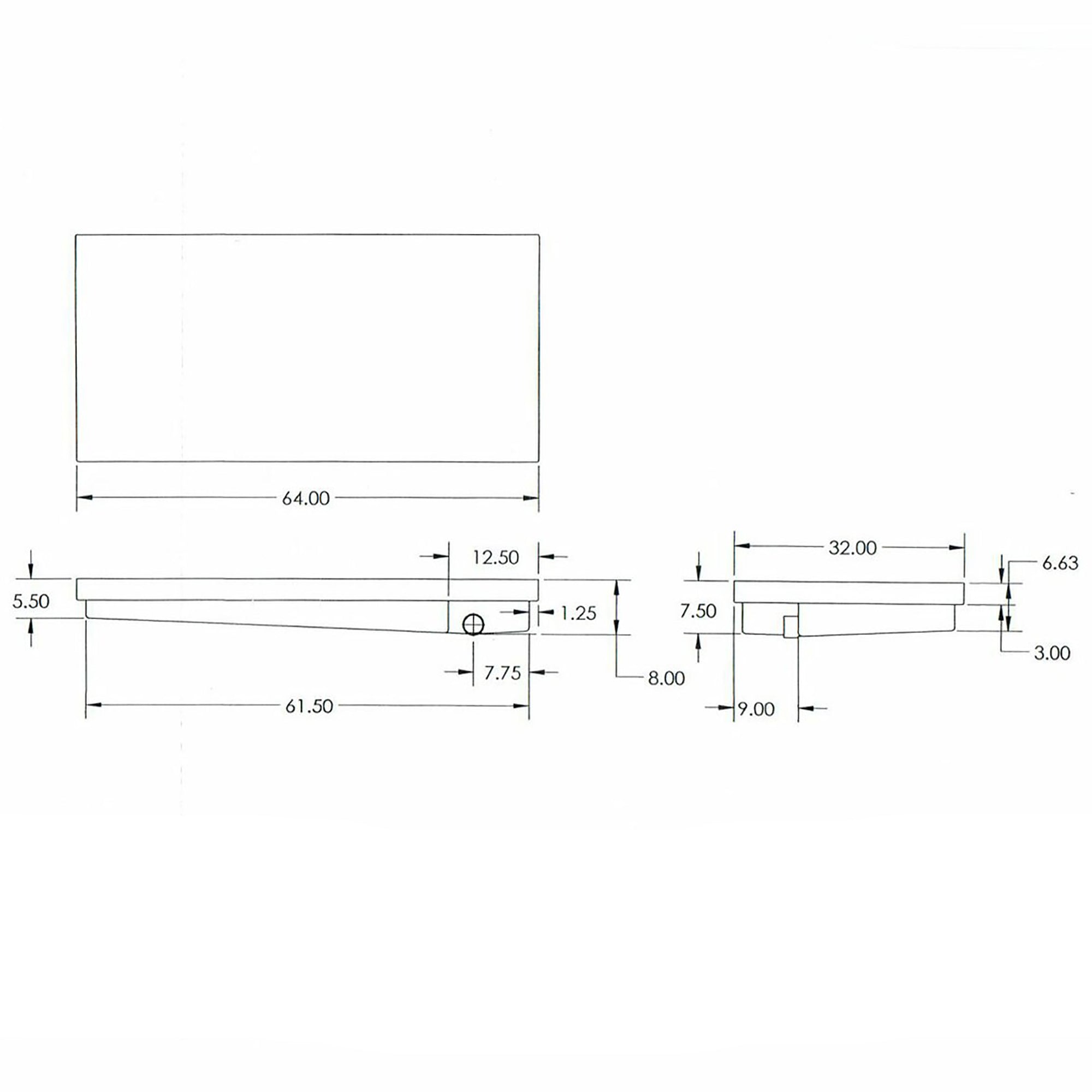 Alpha 49 Gallon 32" x 64" x 8" Black Water Tank 939001RH