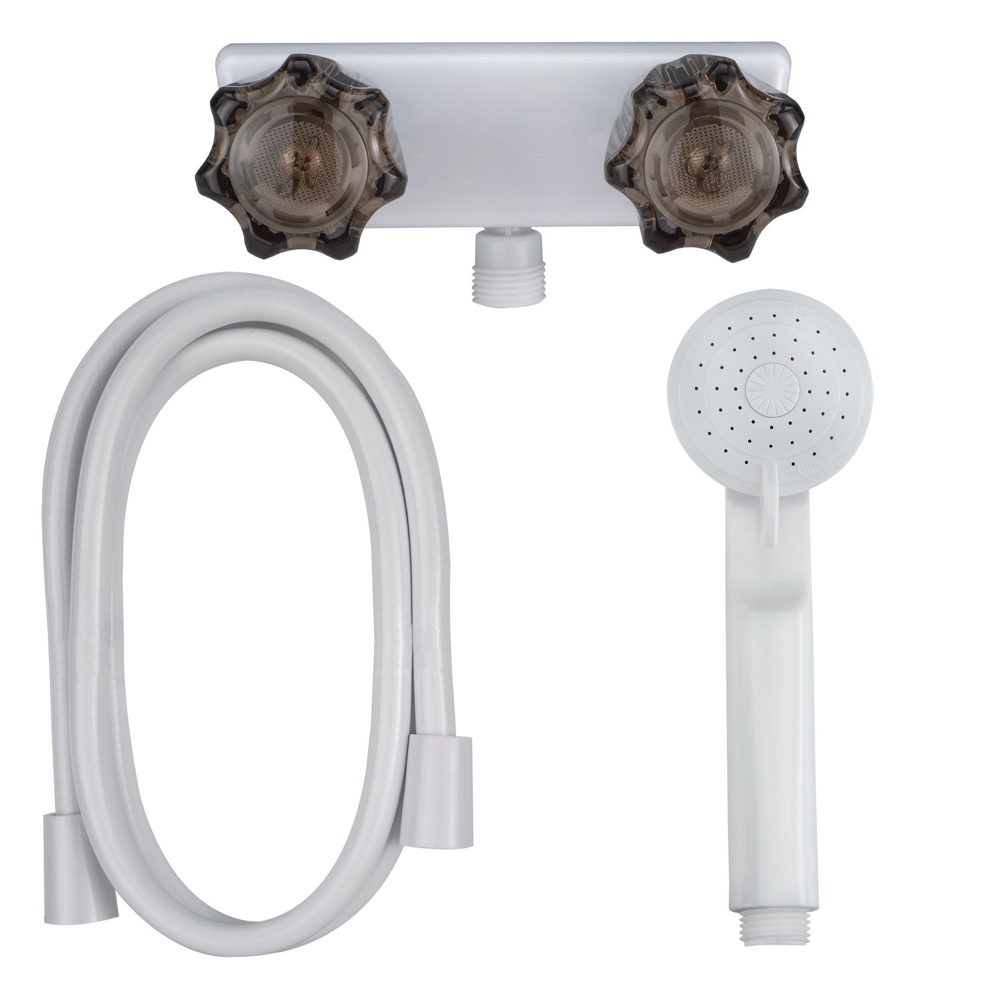 4" Shower Handles White/Smoke with Hand Held Shower & Hose