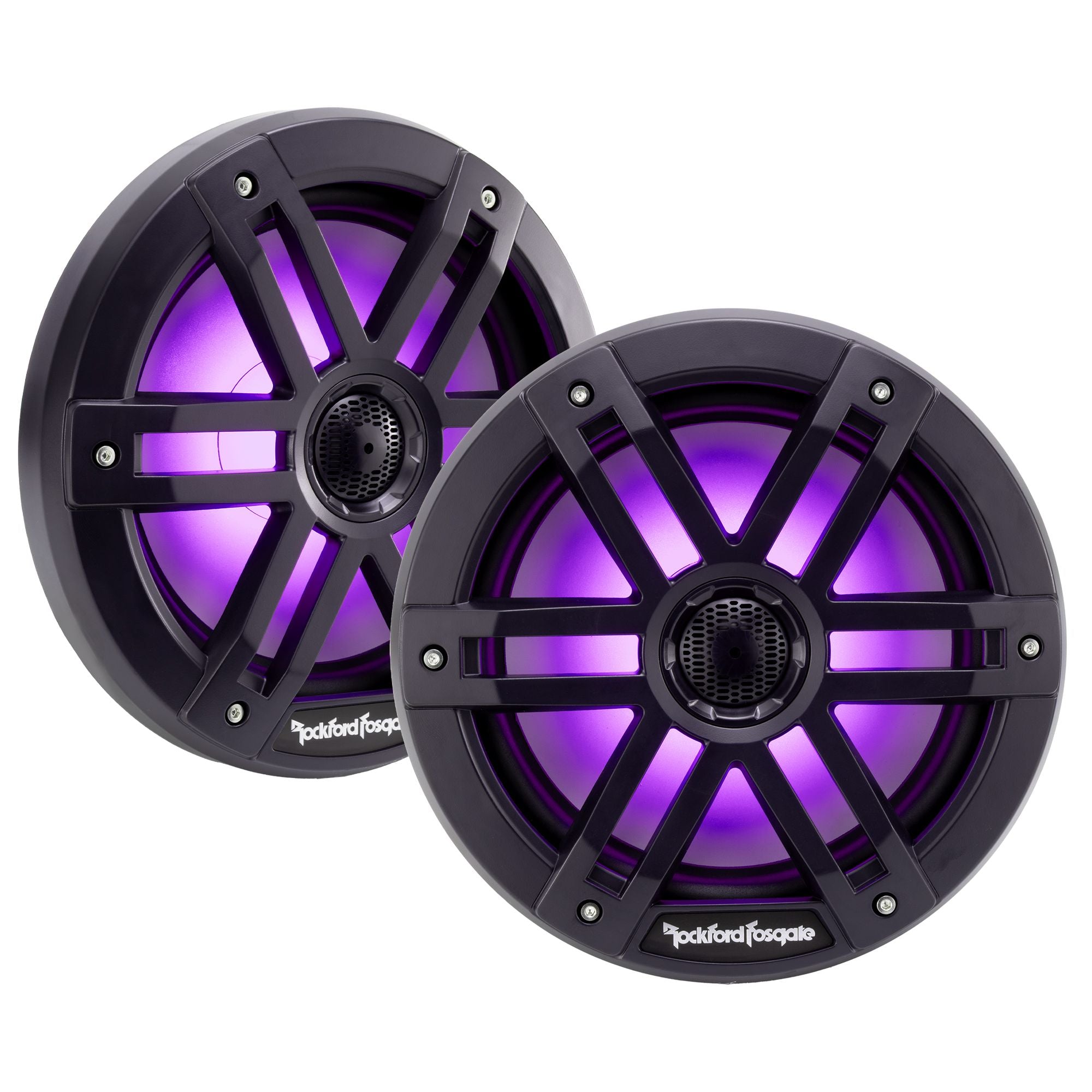 Rockford Fosgate M1-8B 8" Marine Speakers 2-Way Waterproof Speakers with RGB LED Lighting - Black Grilles