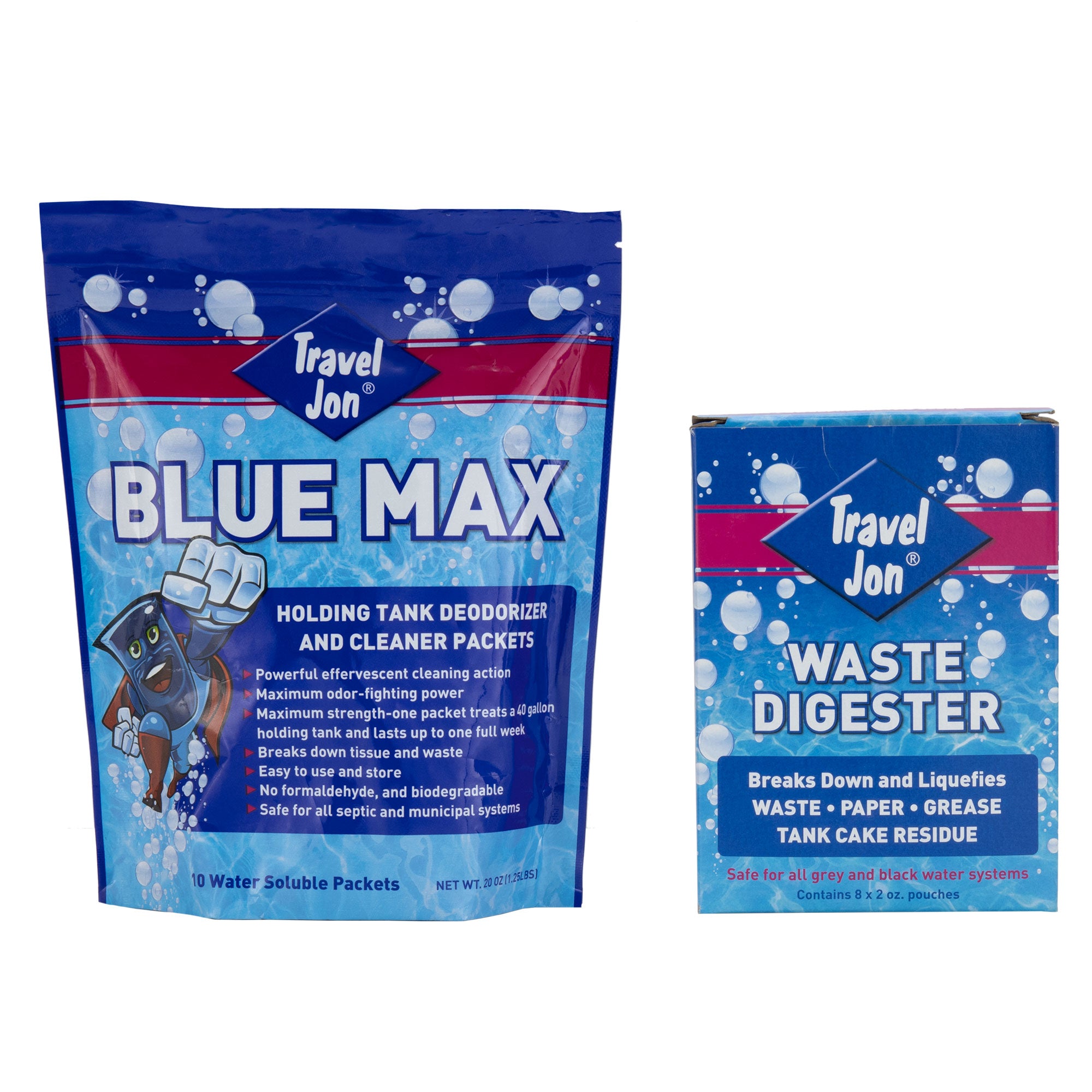 Travel Jon Blue Max Toss-In and Waste Digester Combo RV Holding Tank Treatment and Deodorizer