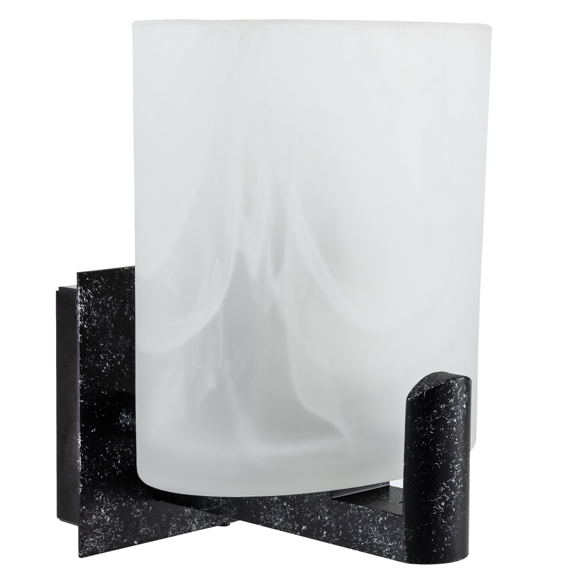 RV Wall Sconce Frosted White Textured Glass Satin Nickel Warm White Light