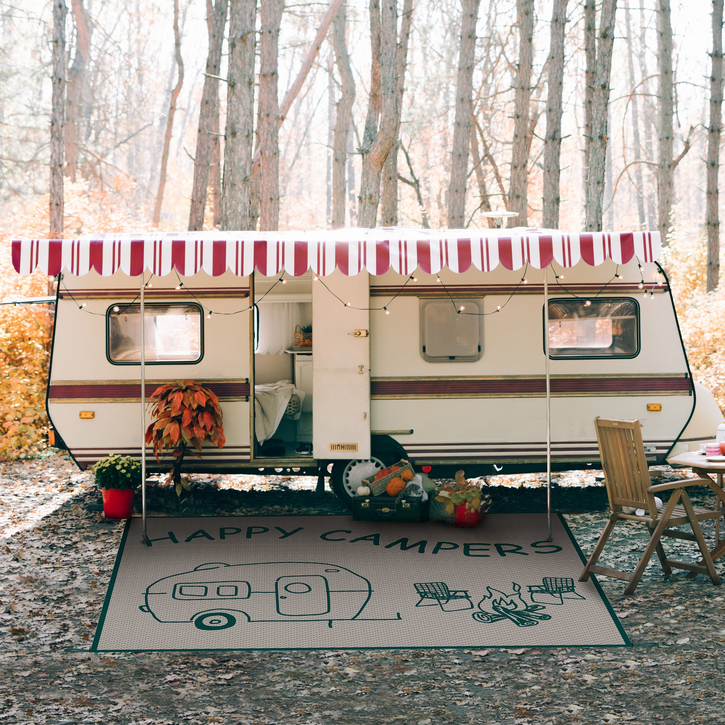 RV Outdoor Water Resistant Rug - Happy Campers
