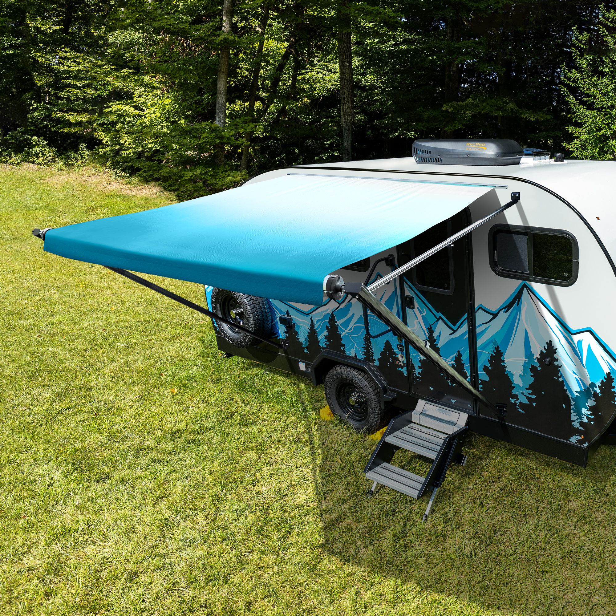 RecPro RV Manual Awning Assembly in Black