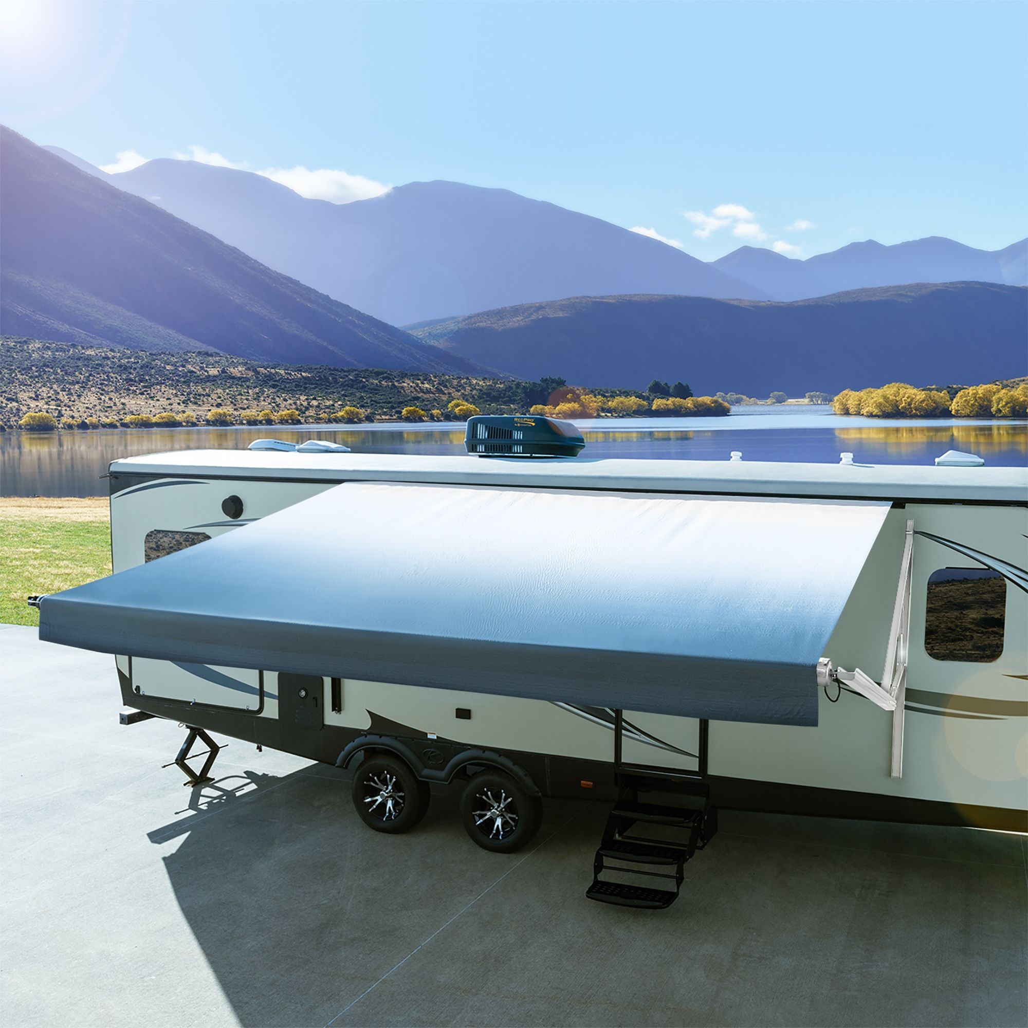 21' RV Awning Replacement Fabric Heat-Welded Seams (Actual Width 20' 1")