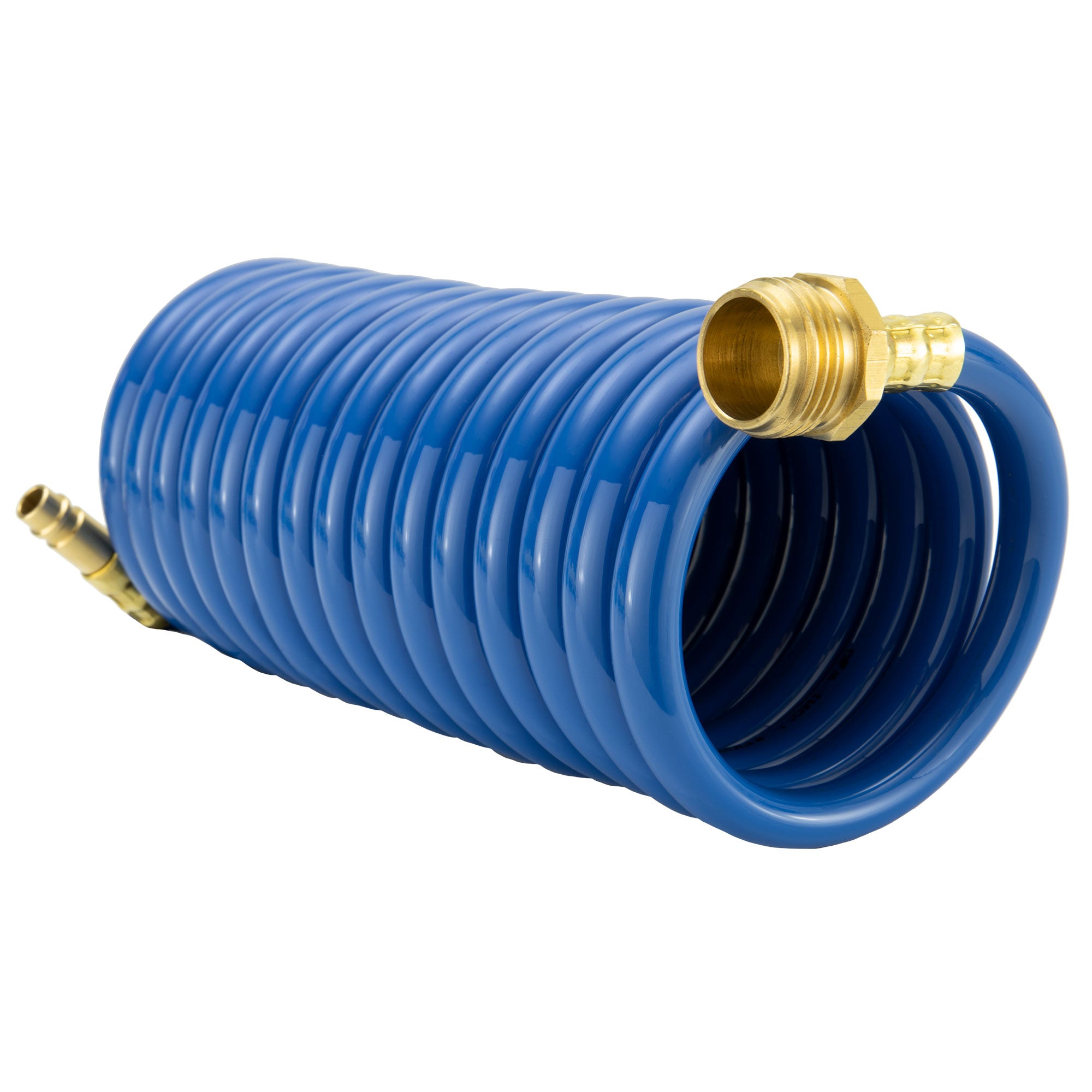 RV Exterior Shower Hose 15' Coiled Blue Water Hose