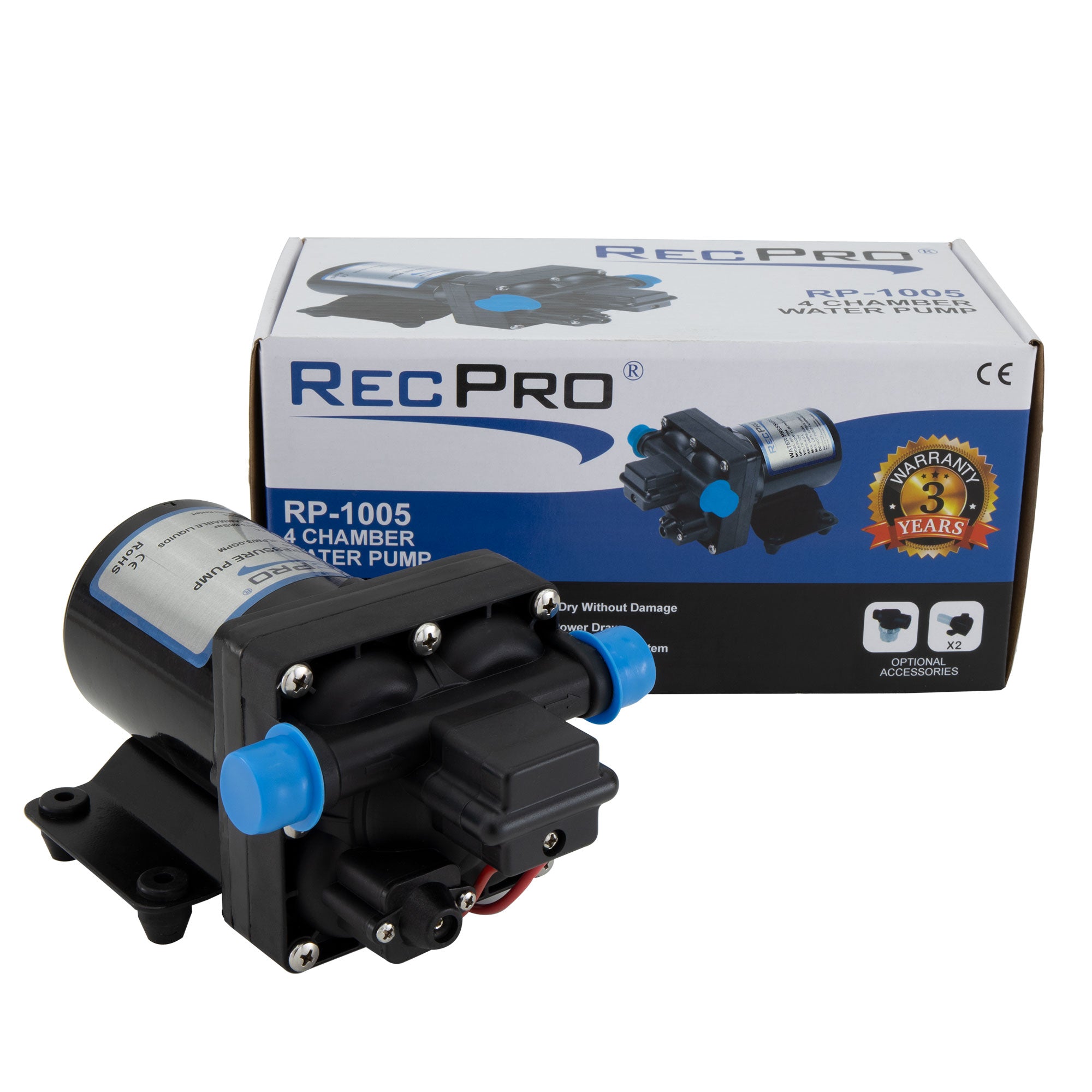 RecPro 12V Electric 4 Chamber RV Water Pump