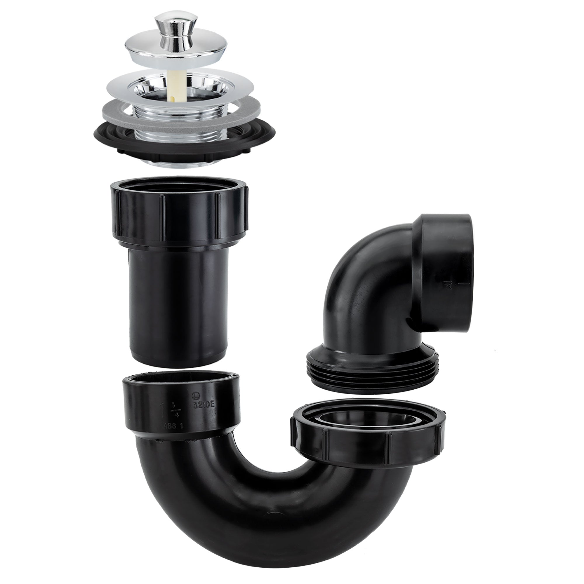 RV Shower Drain or Bath Drain P Trap (1 1/2" Thread)