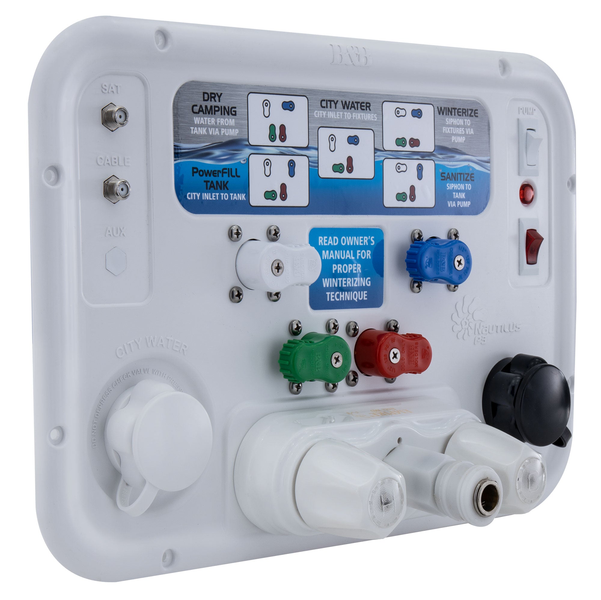 RV Multifunction City Water Fill Panel Nautilus P3 10" x 15"