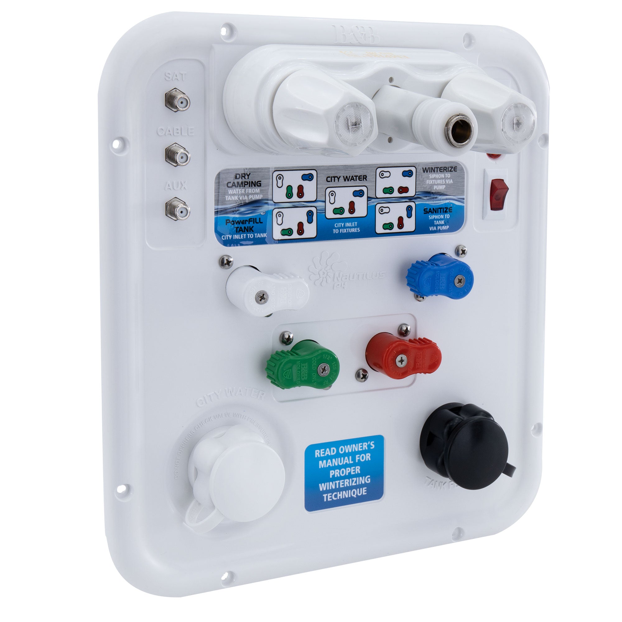 RV Multifunction City Water Fill Panel Nautilus P4 10" x 11-1/2"