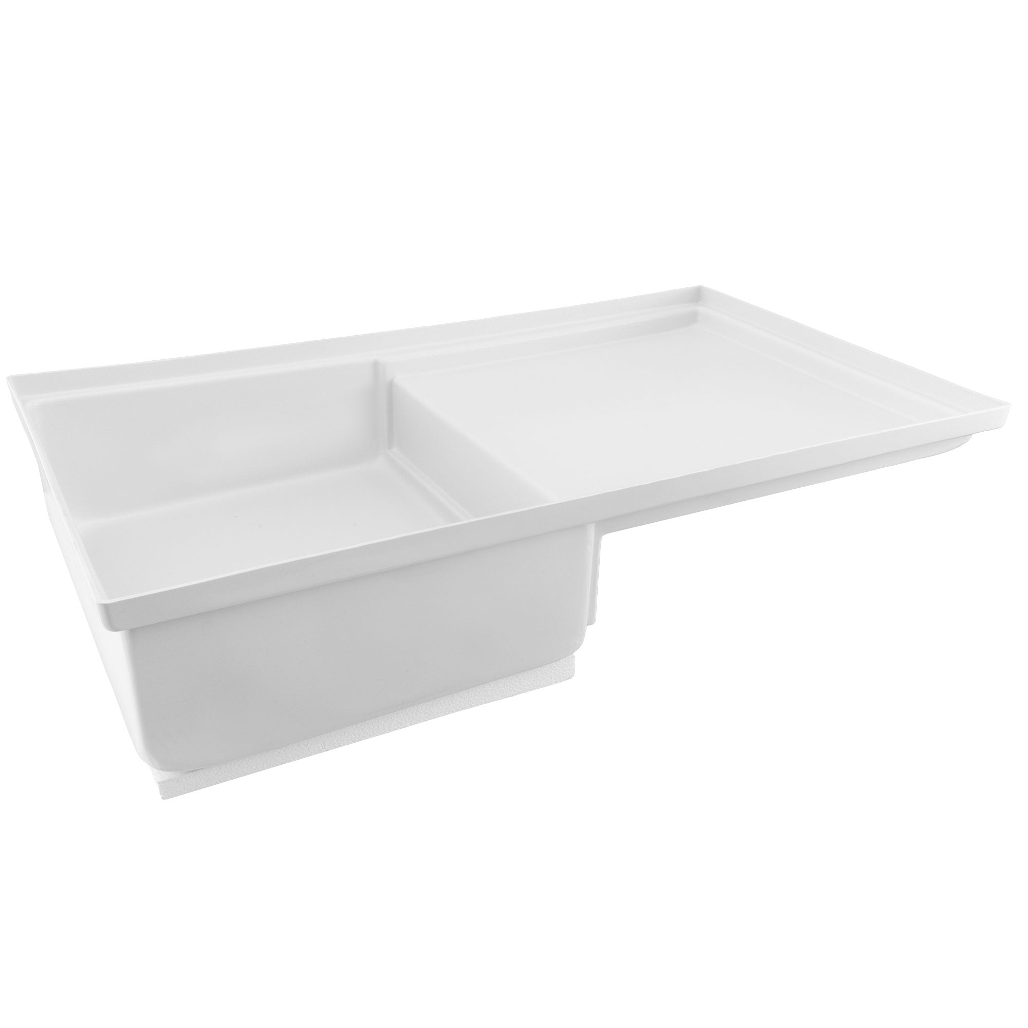 RV Toilet Mount Shower Pan Combo 35" x 21"  Corner Drain in White
