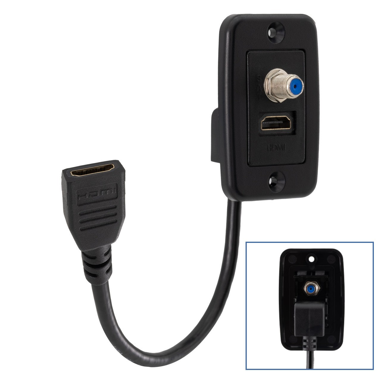 RV Cable TV Hookup Extender Coaxial Cable Connector and HDMI Wall Plate Pass Through
