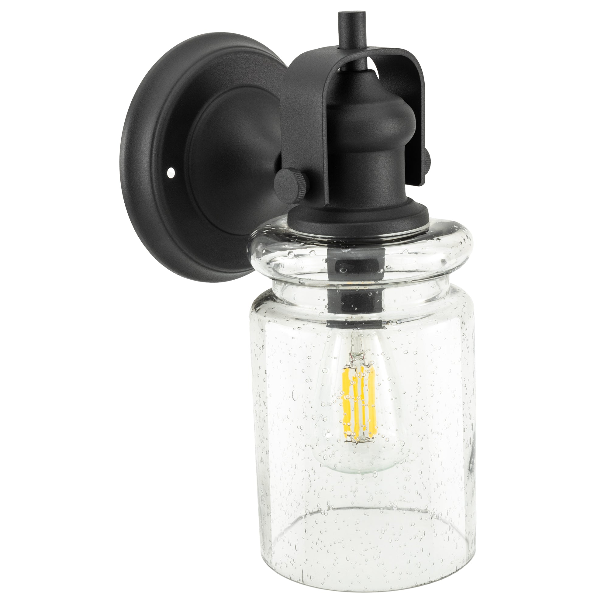 RV 12V Wall Mounted Light with Matte Black Finish and Glass Sconce