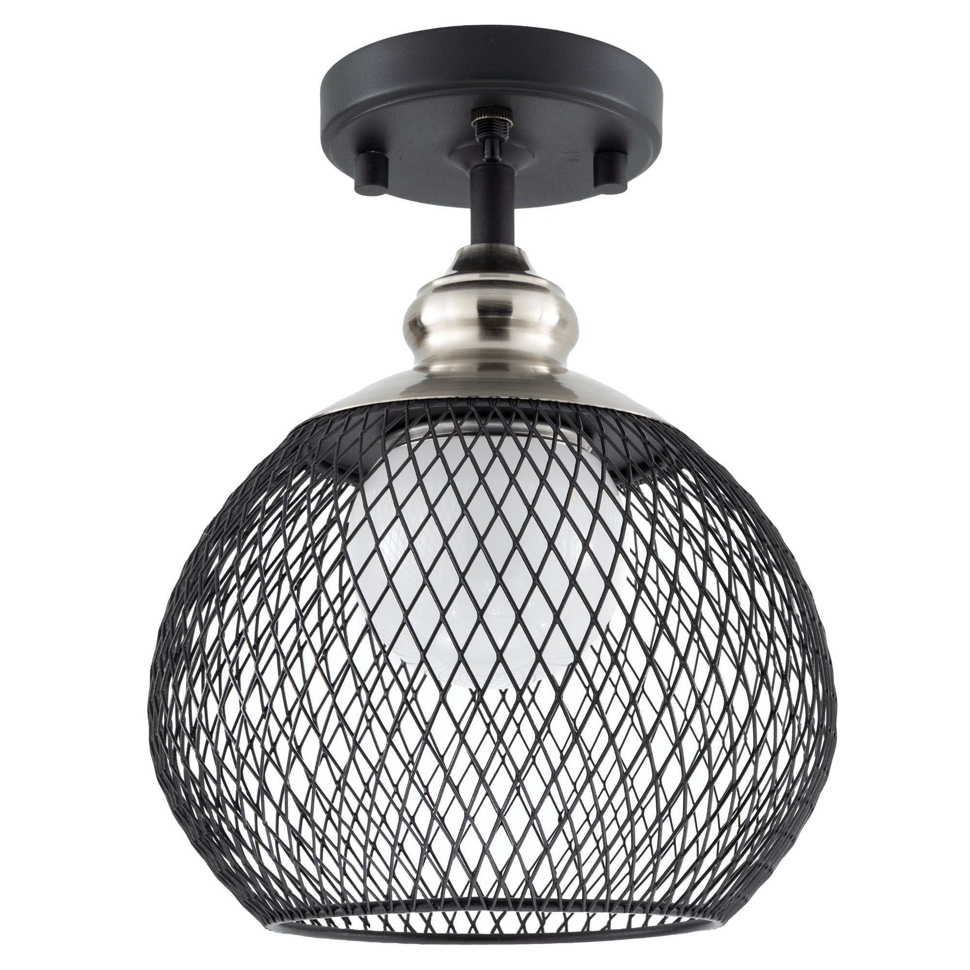 RV 12V Ceiling Semi-Flush Mounted Sphere Light with Matte Black Finish