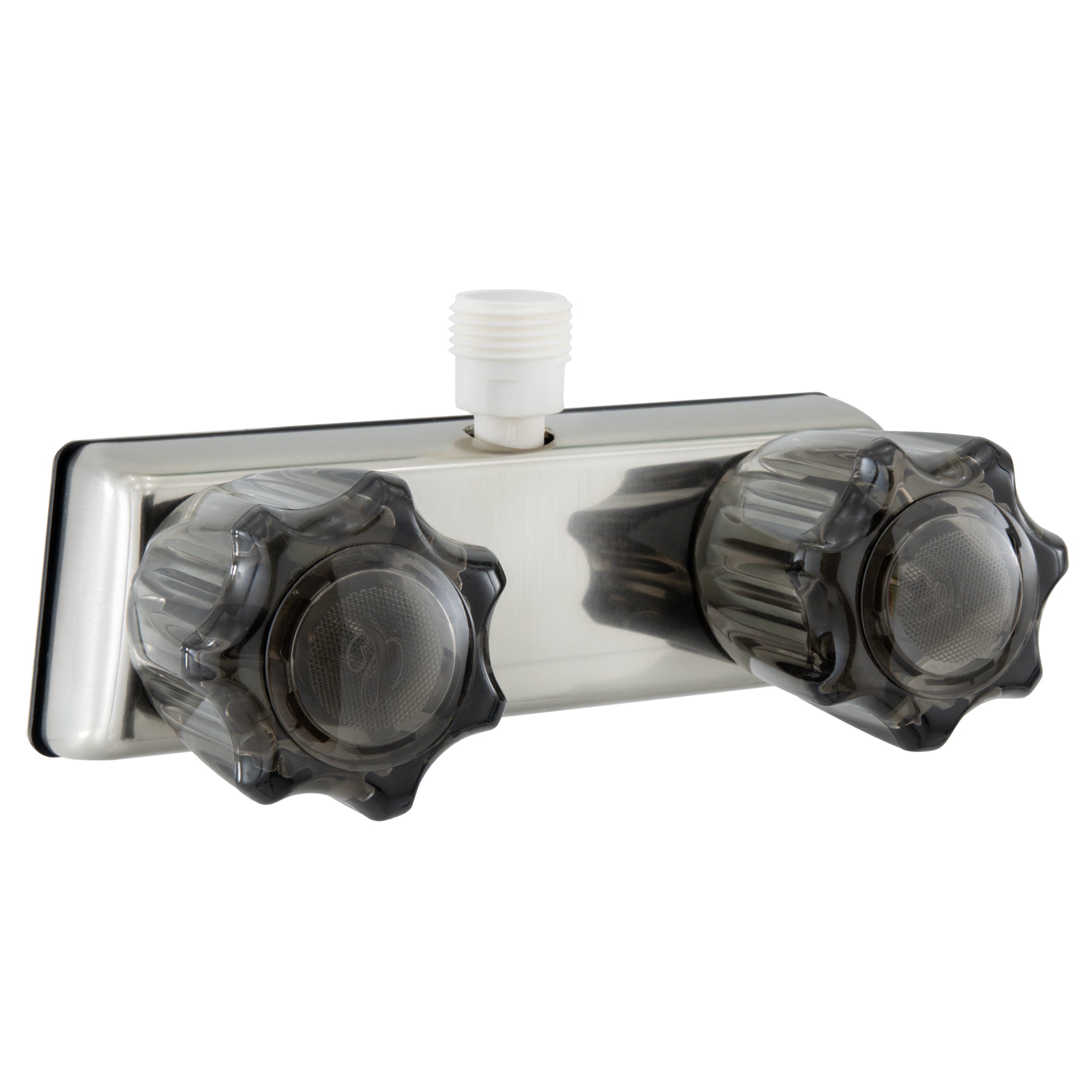 RV Shower Diverter Faucet | Brushed Nickel with Smoke Handles