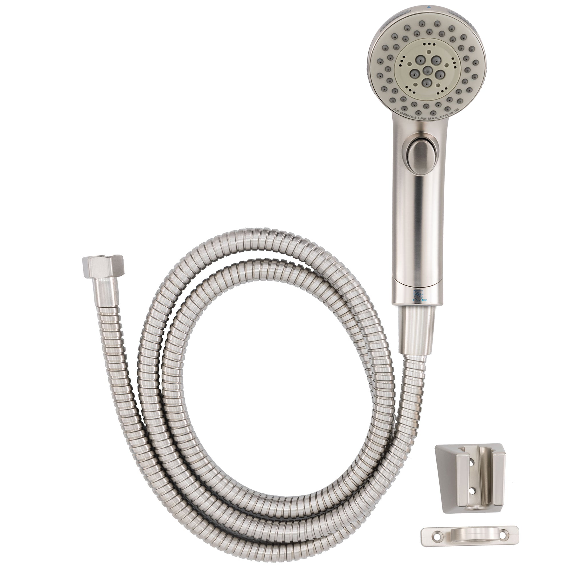 RV Handheld Shower Head with 5 Showerhead Settings and Hose with Shut Off Brushed Nickel