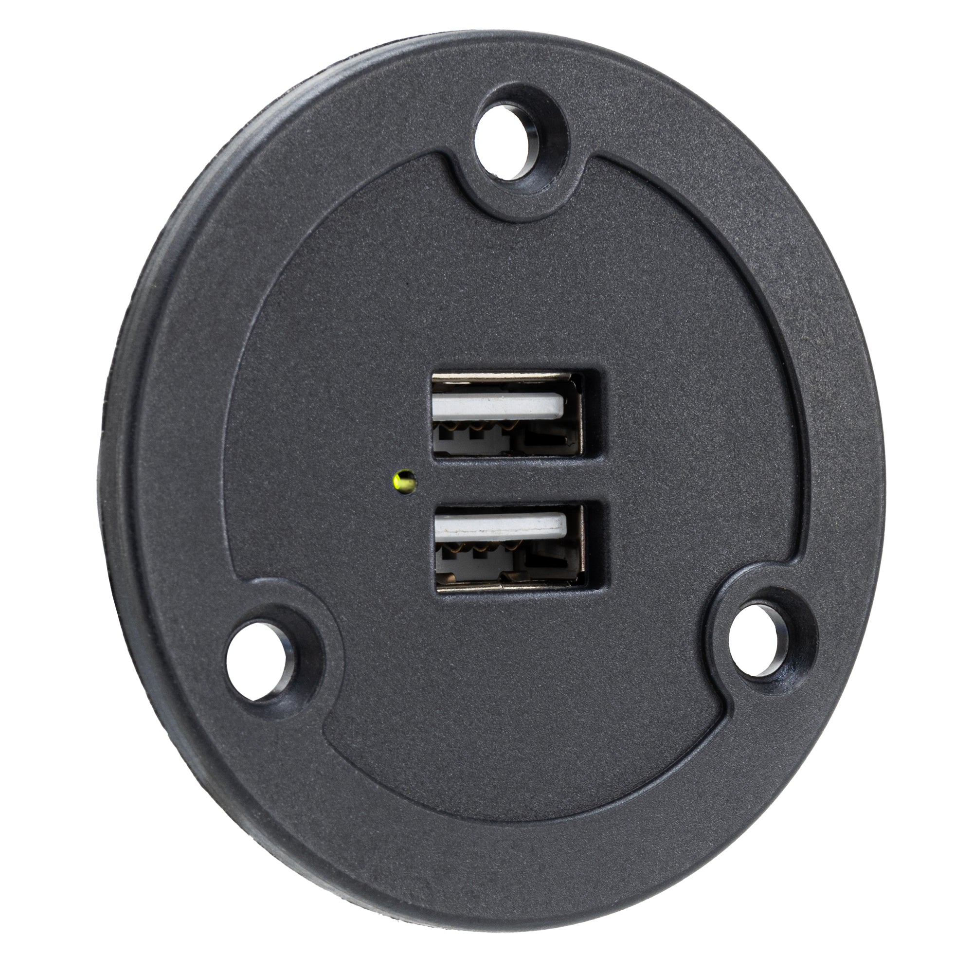 Round RV 12V Dual USB-A Charger Outlet with LED Power Indicator