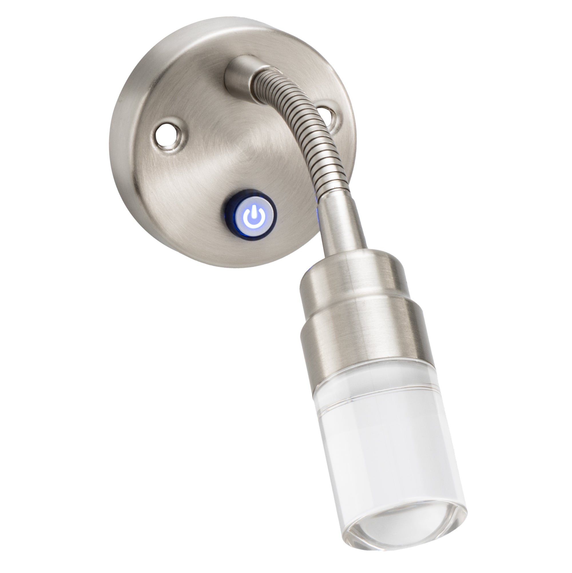 RV Reading Light 12V LED Satin Nickel with Flexible Arm