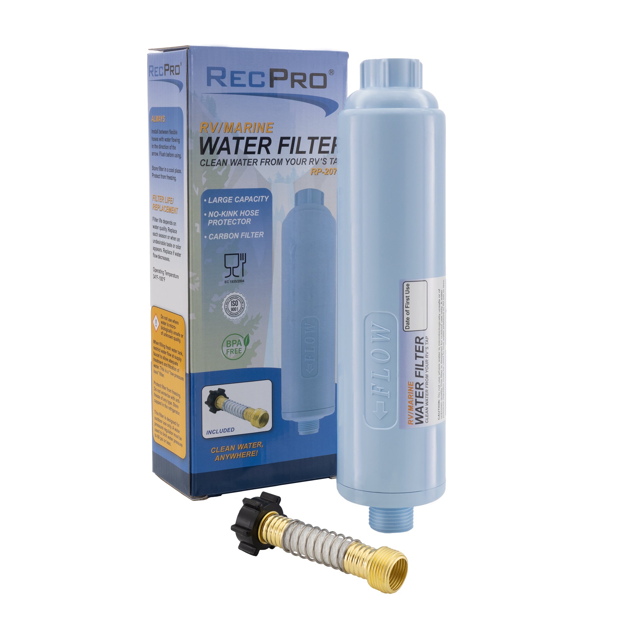 RV Water Filter with Flexible Hose Adapter