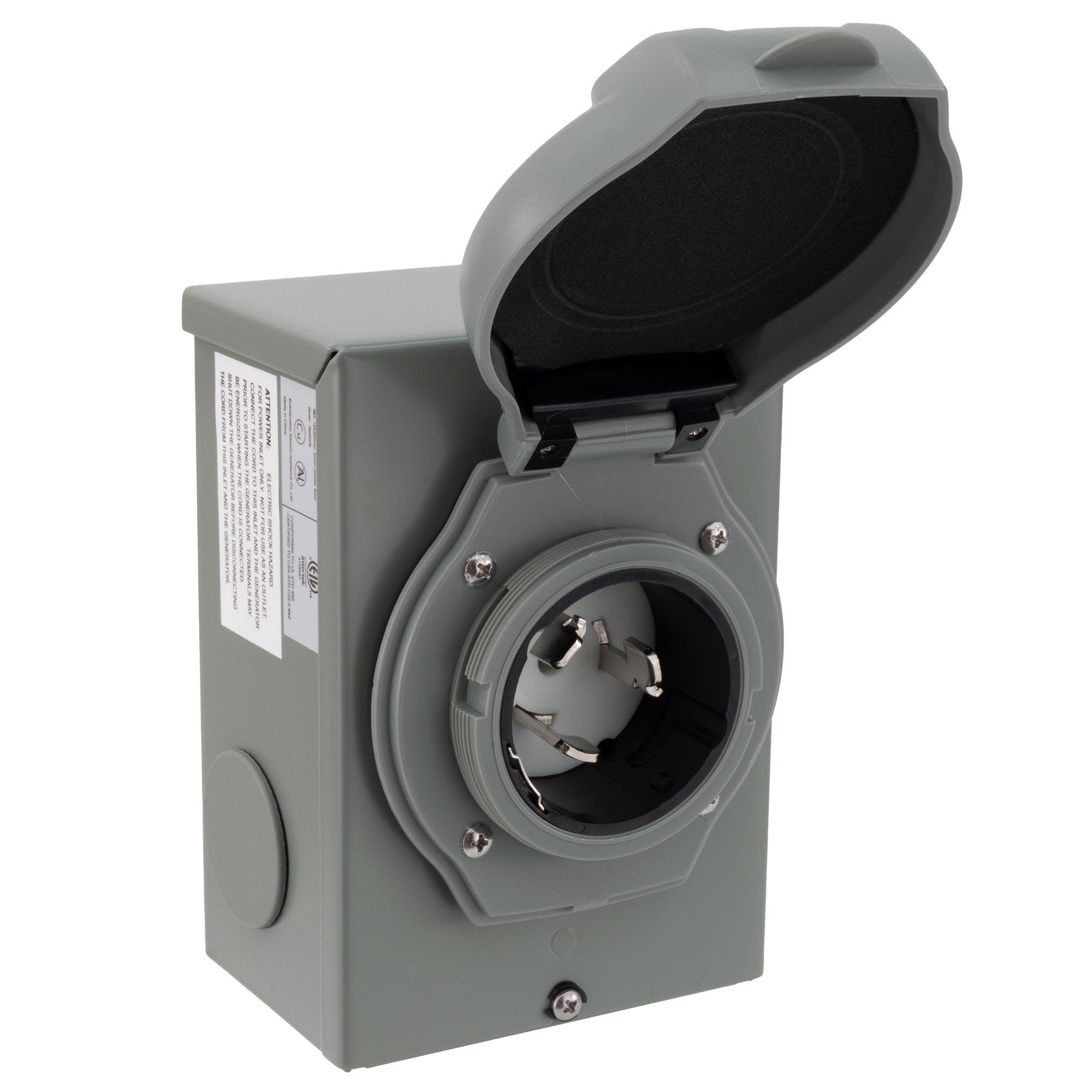 50 Amp RV Power Inlet Box for 3 Prong Generator Plug - 30A 125V/250V