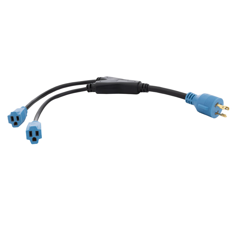 RV 30 Amp Generator Plug to 15 Amp Y Adapter