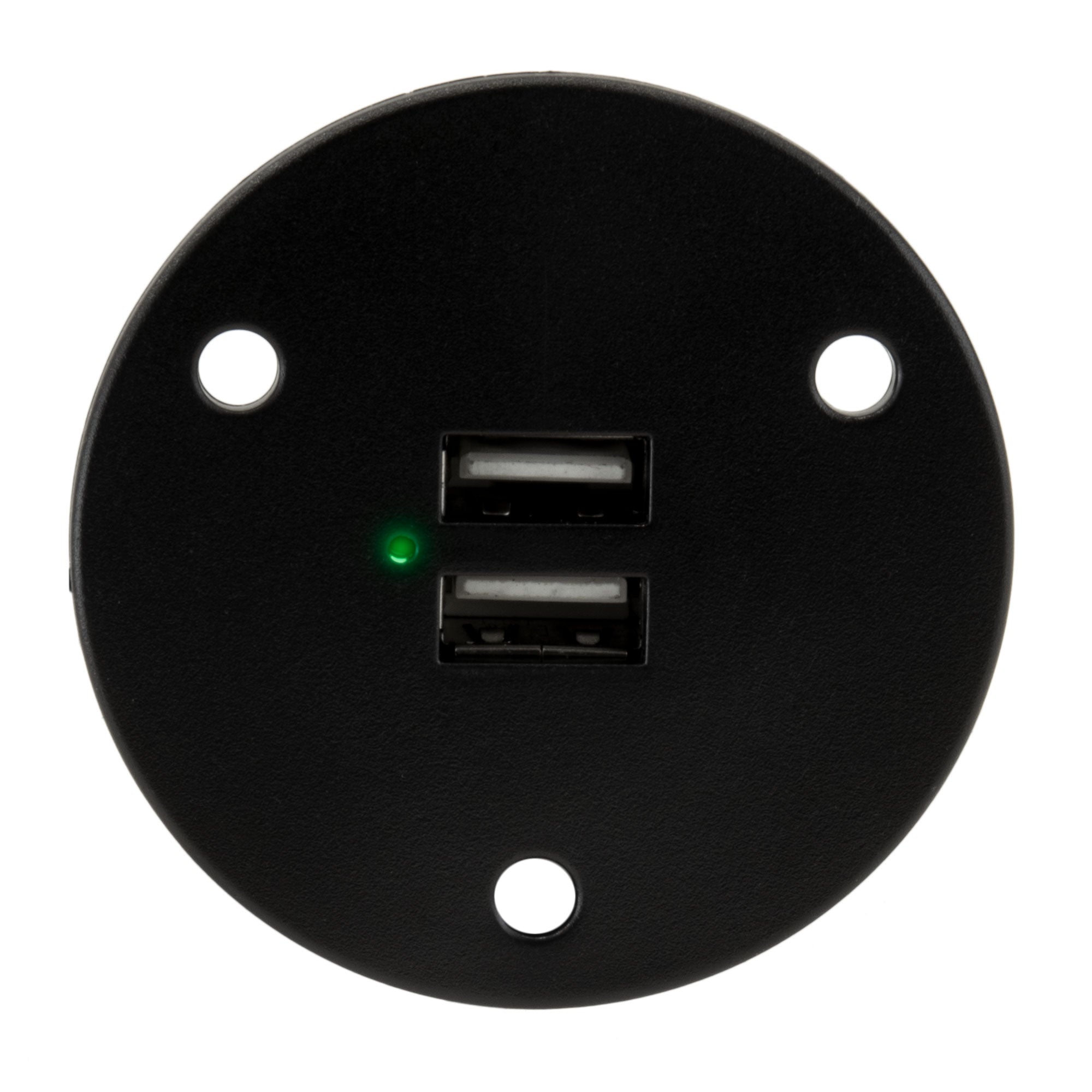 RV Dual 12 Volt USB-A Charger Socket Black Recessed Mount