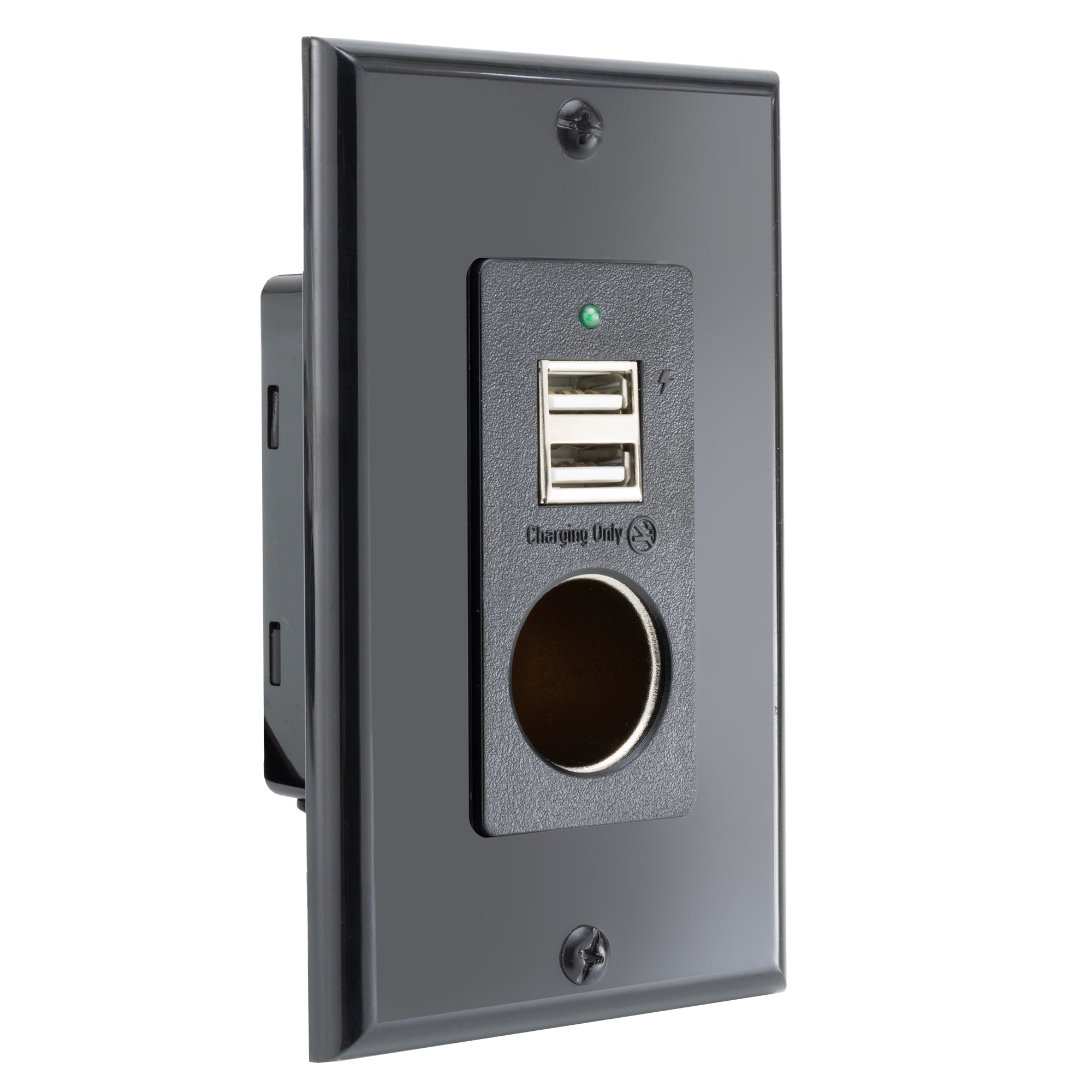 RV Wall Mount Dual USB-A Charger and 12V power outlet Wall Plate