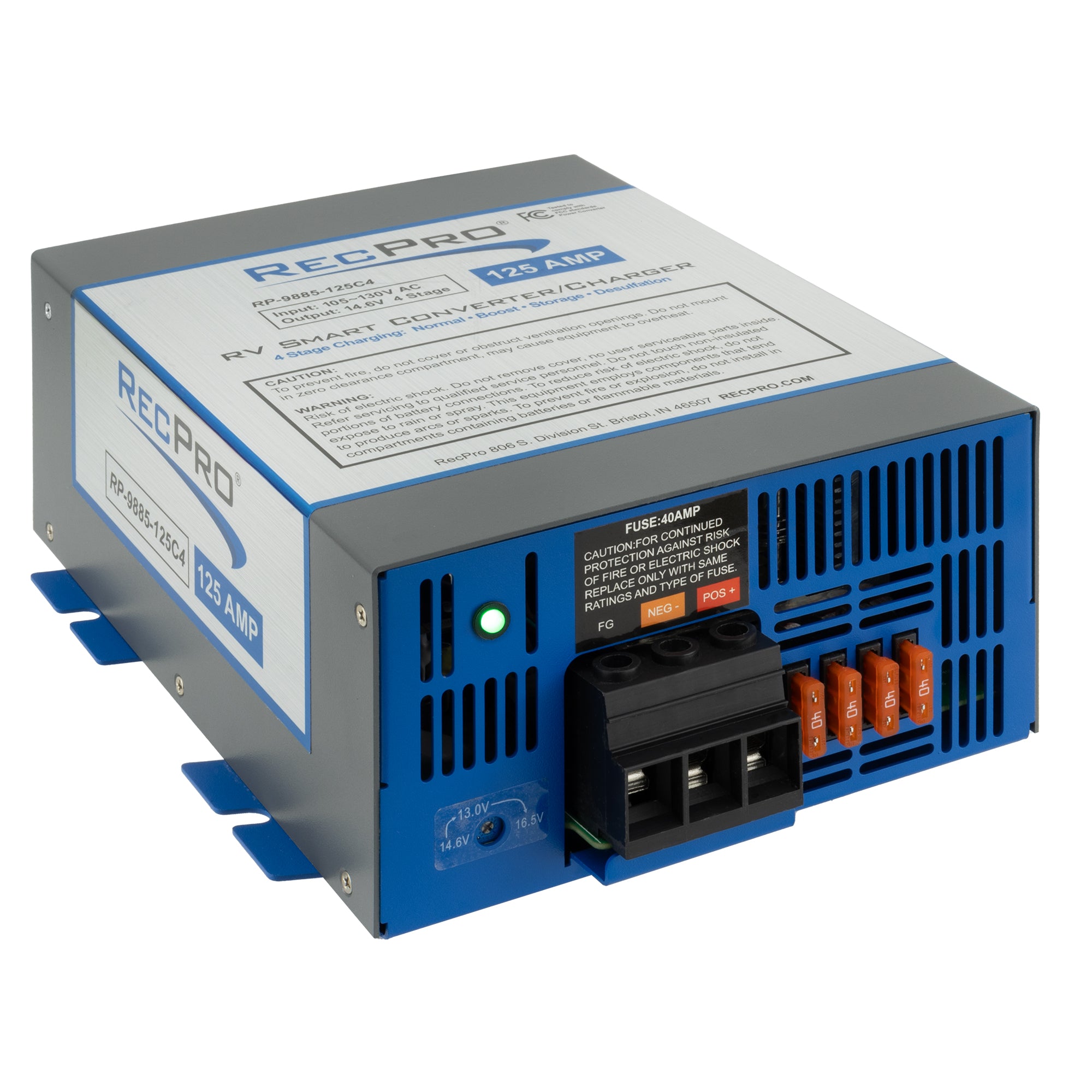 RV Converter 125 Amp, 110V AC to 12V DC with 4 Stage Smart Charging