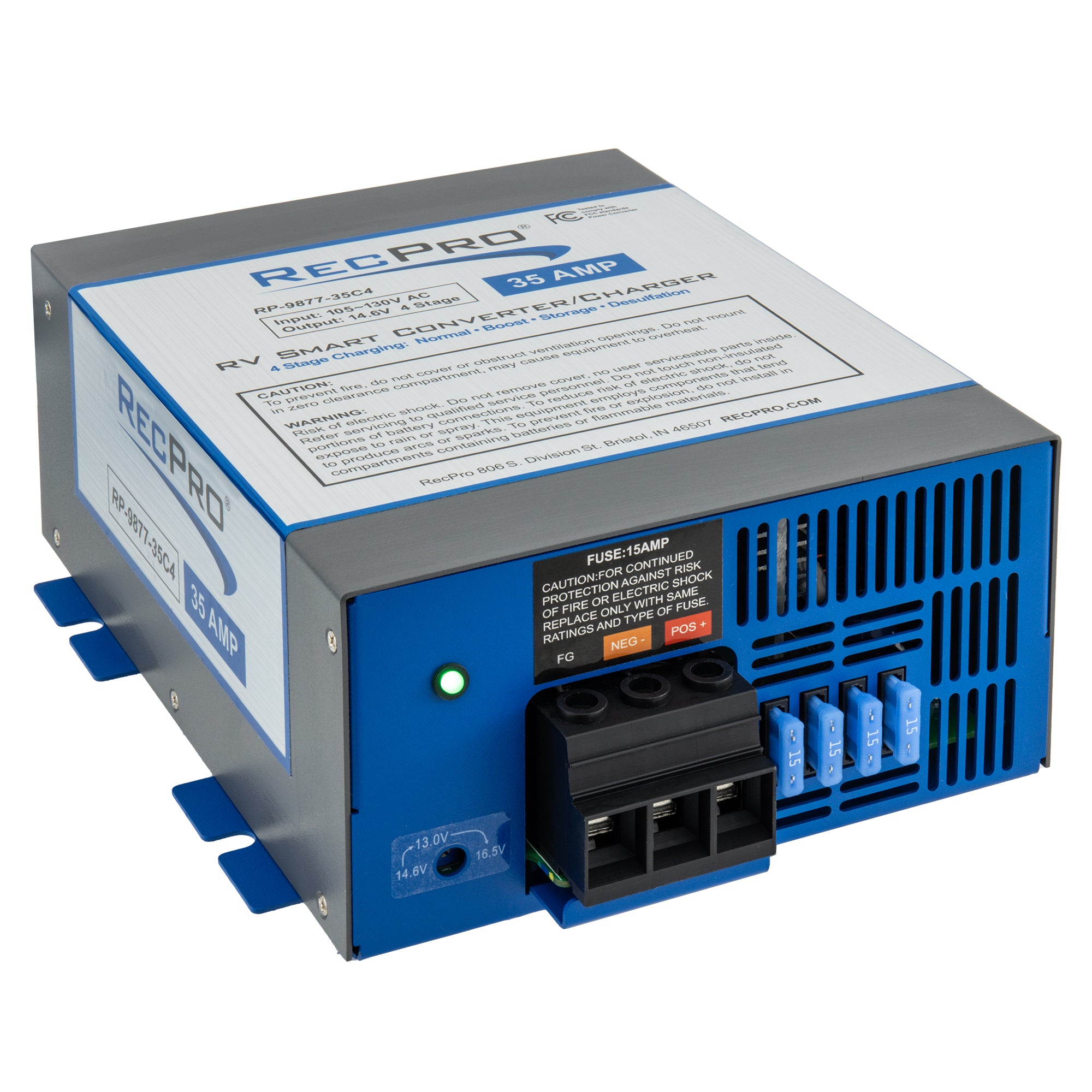 RV Converter 35 Amp, 120V AC to 12V DC with 4 Stage Smart Charging