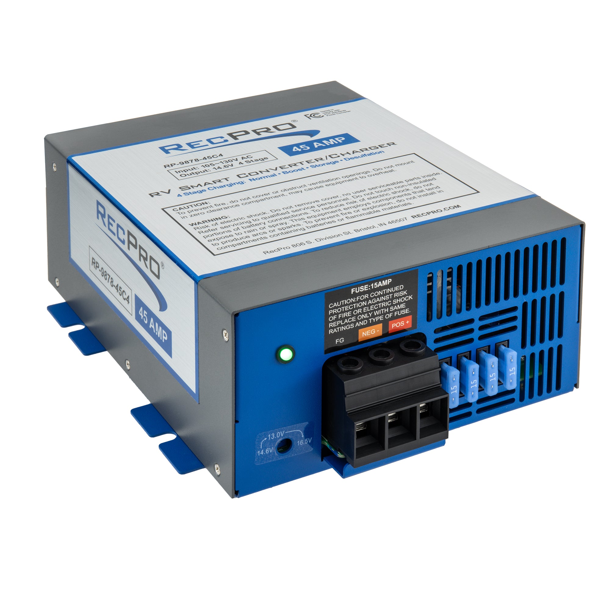RV Converter 45 Amp, 120V AC to 12V DC with 4 Stage Smart Charging