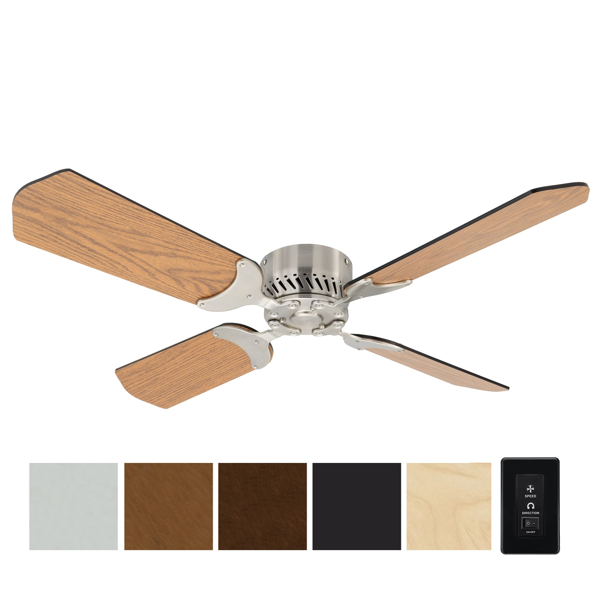 RV Ceiling Fan 12V 36" Brushed Nickel Finish