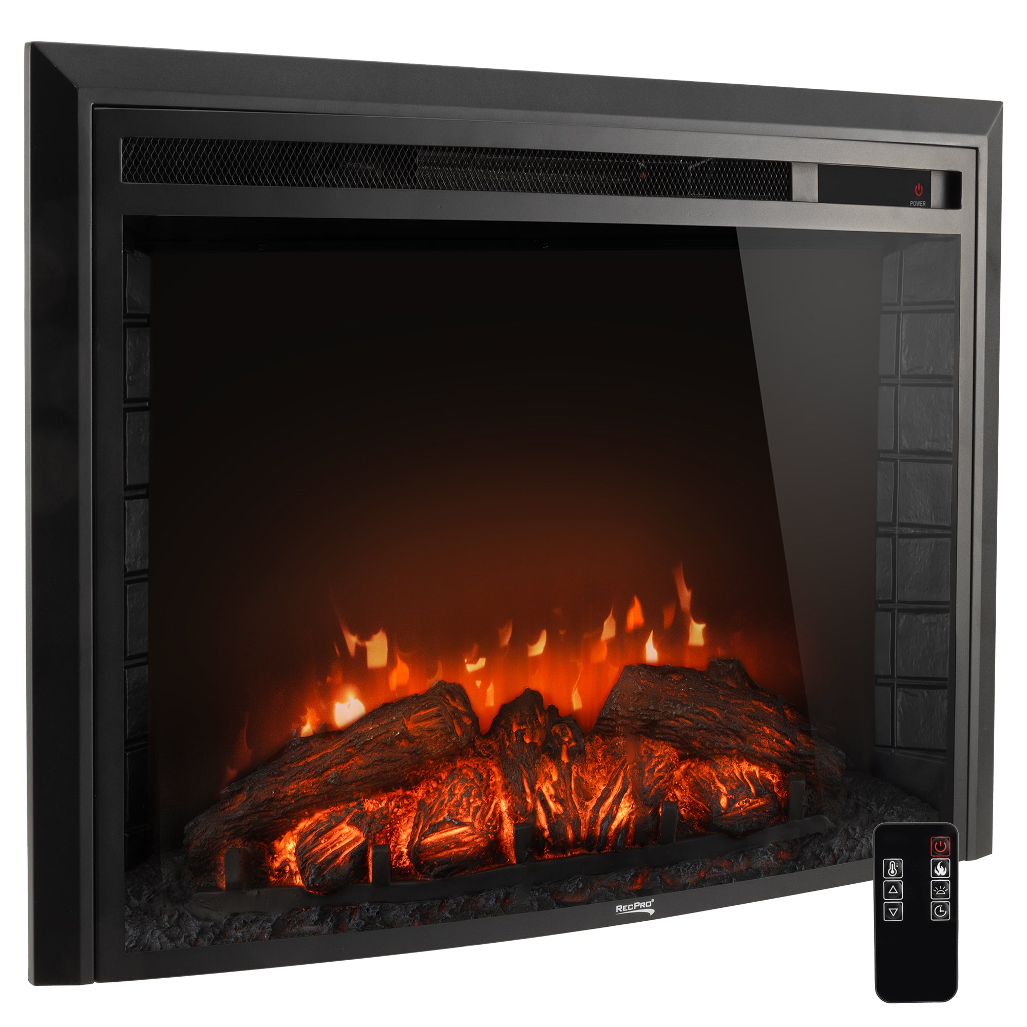RV Electric Fireplace with Curved Glass 30"(26" Cutout)