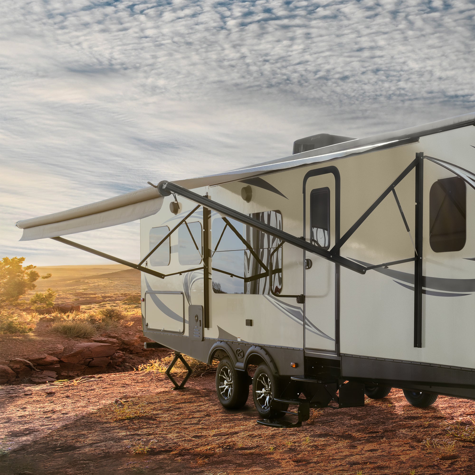 RecPro Electric RV Awning Assembly in Black