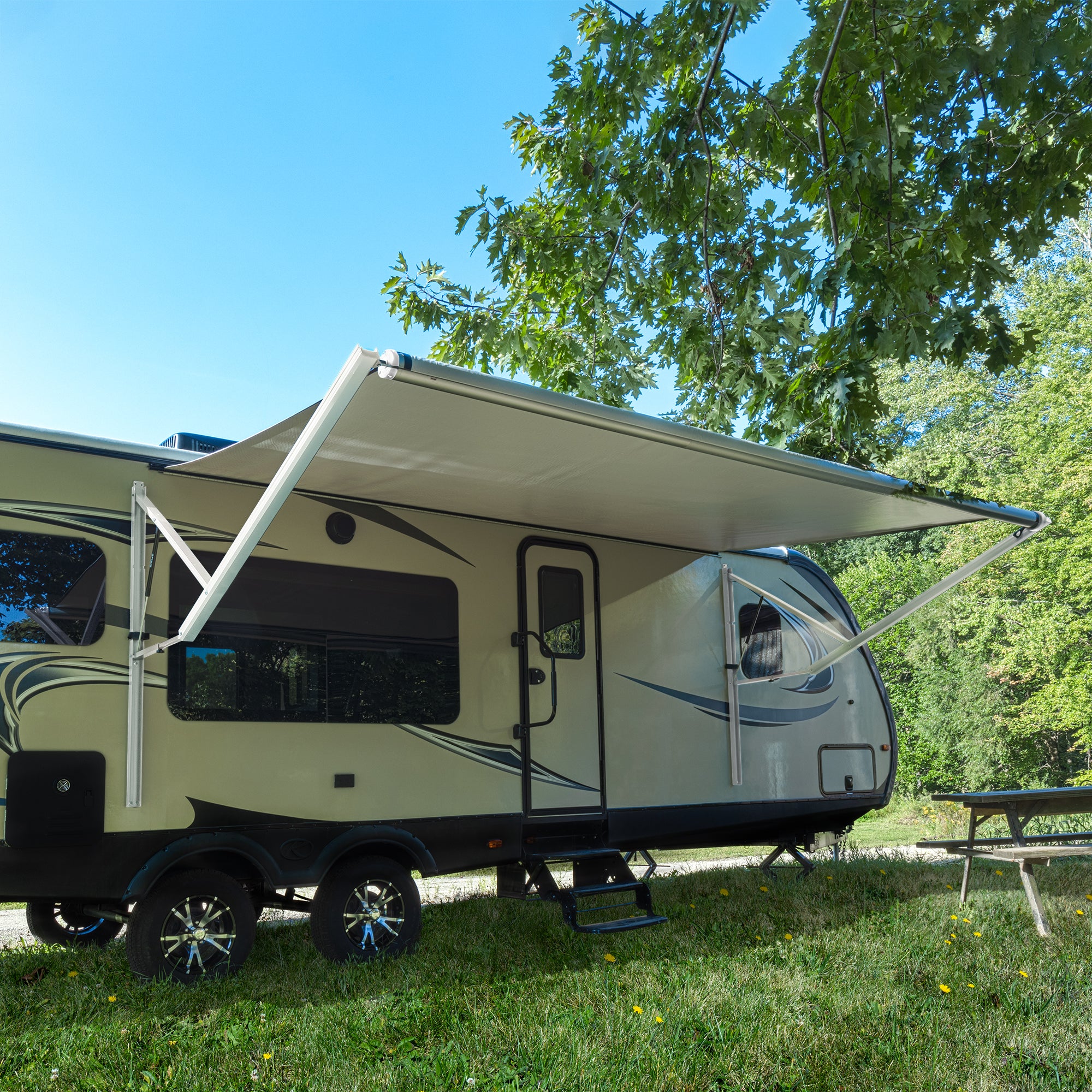RecPro Electric RV Awning Assembly in White
