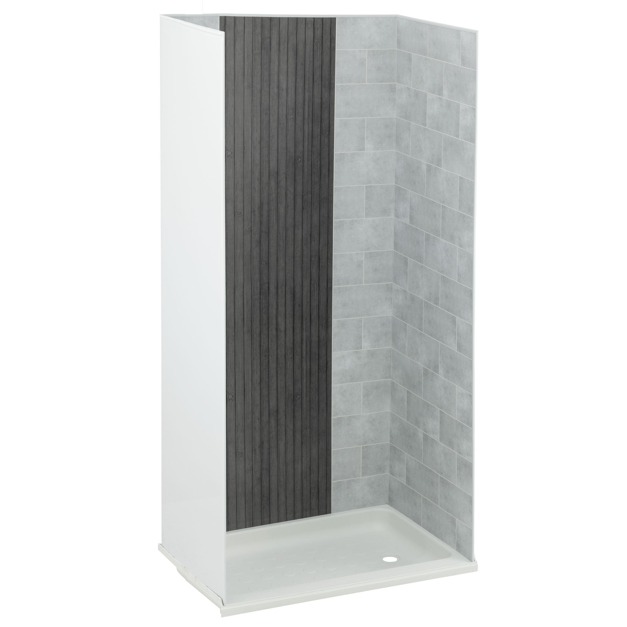 RV Shower Surround 24" x 36" - Ash-Gray Wood Waterfall Accent